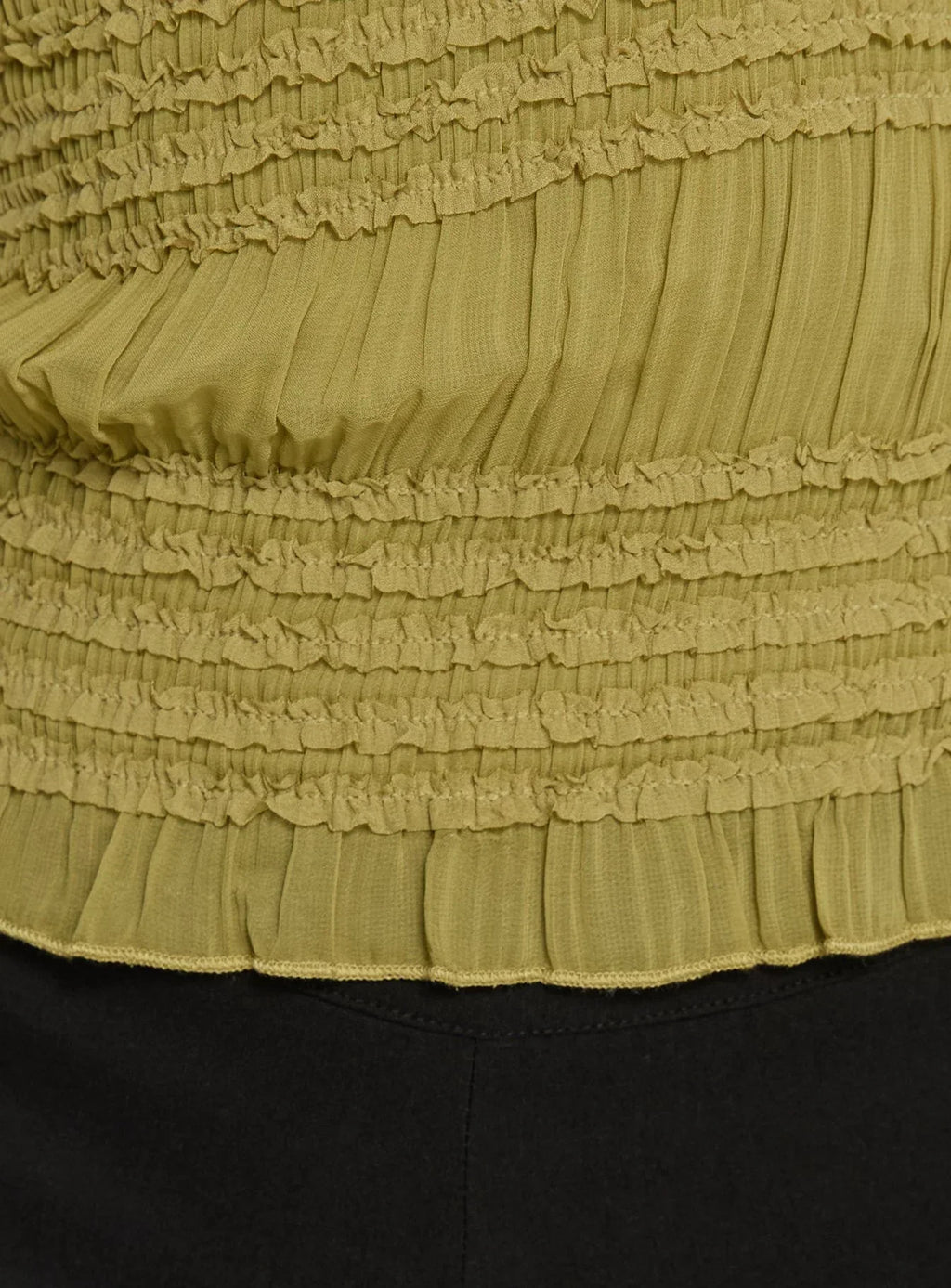 Talyn Cap Sleeve Frill Top Olive