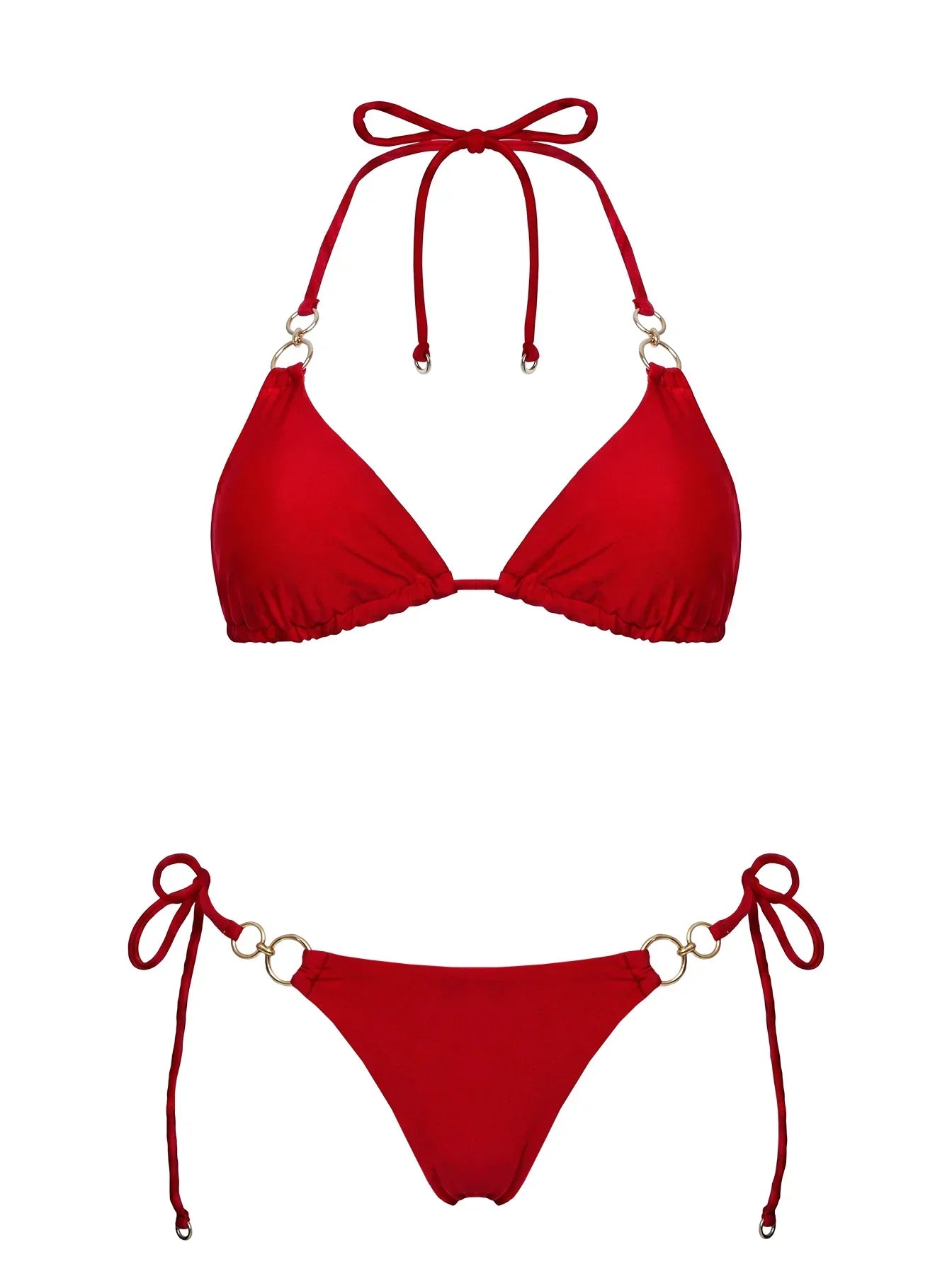 Sun Drenched Hardware Detail Bikini Top Red