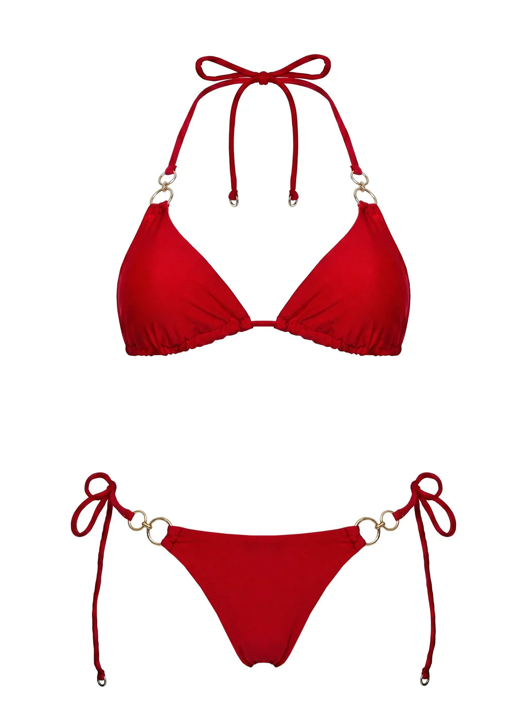 Sun Drenched Hardware Detail Bikini Top Red