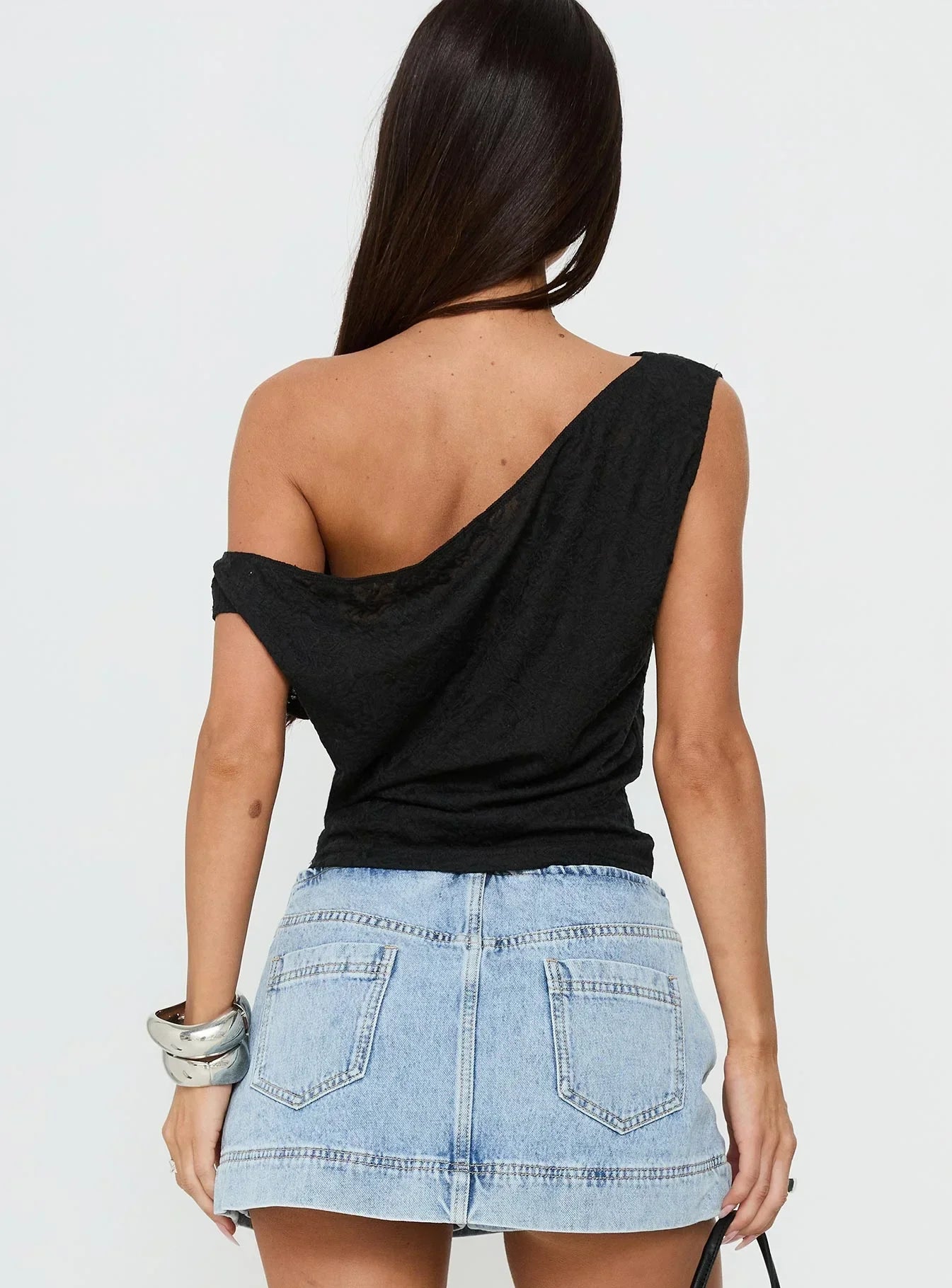 Orvielle Lace Off Shoulder Top Black