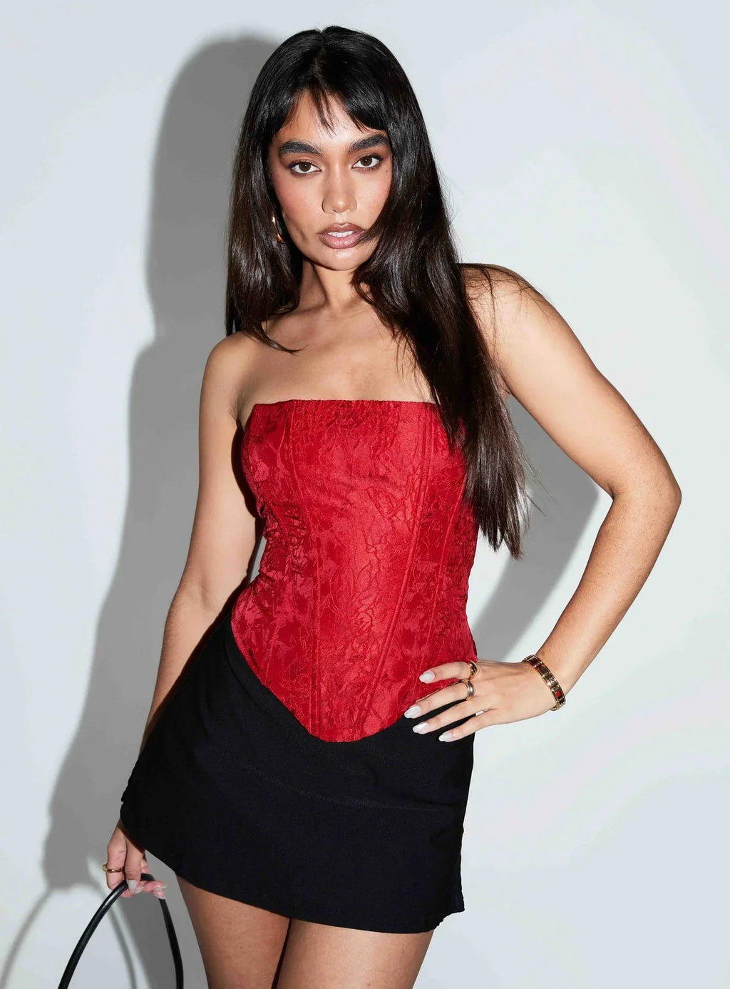 Ameliaa Strapless Corset Top Red