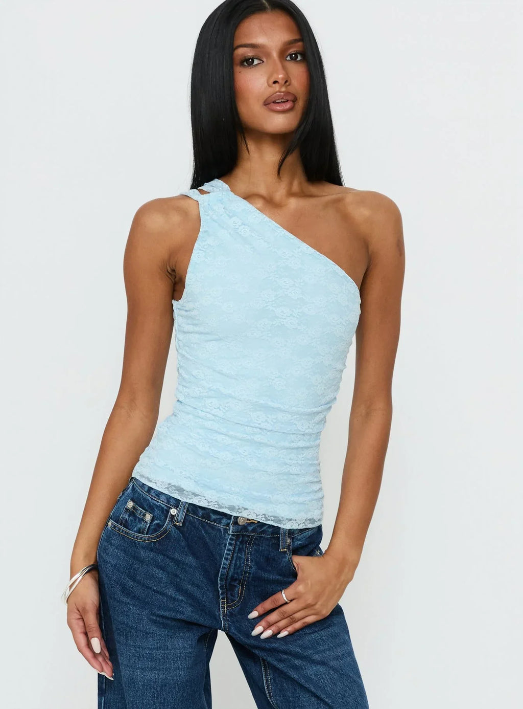 Arienne One Shoulder Top Blue