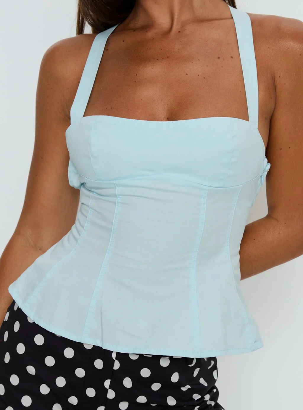 Sandrelle Tie Back Top Blue
