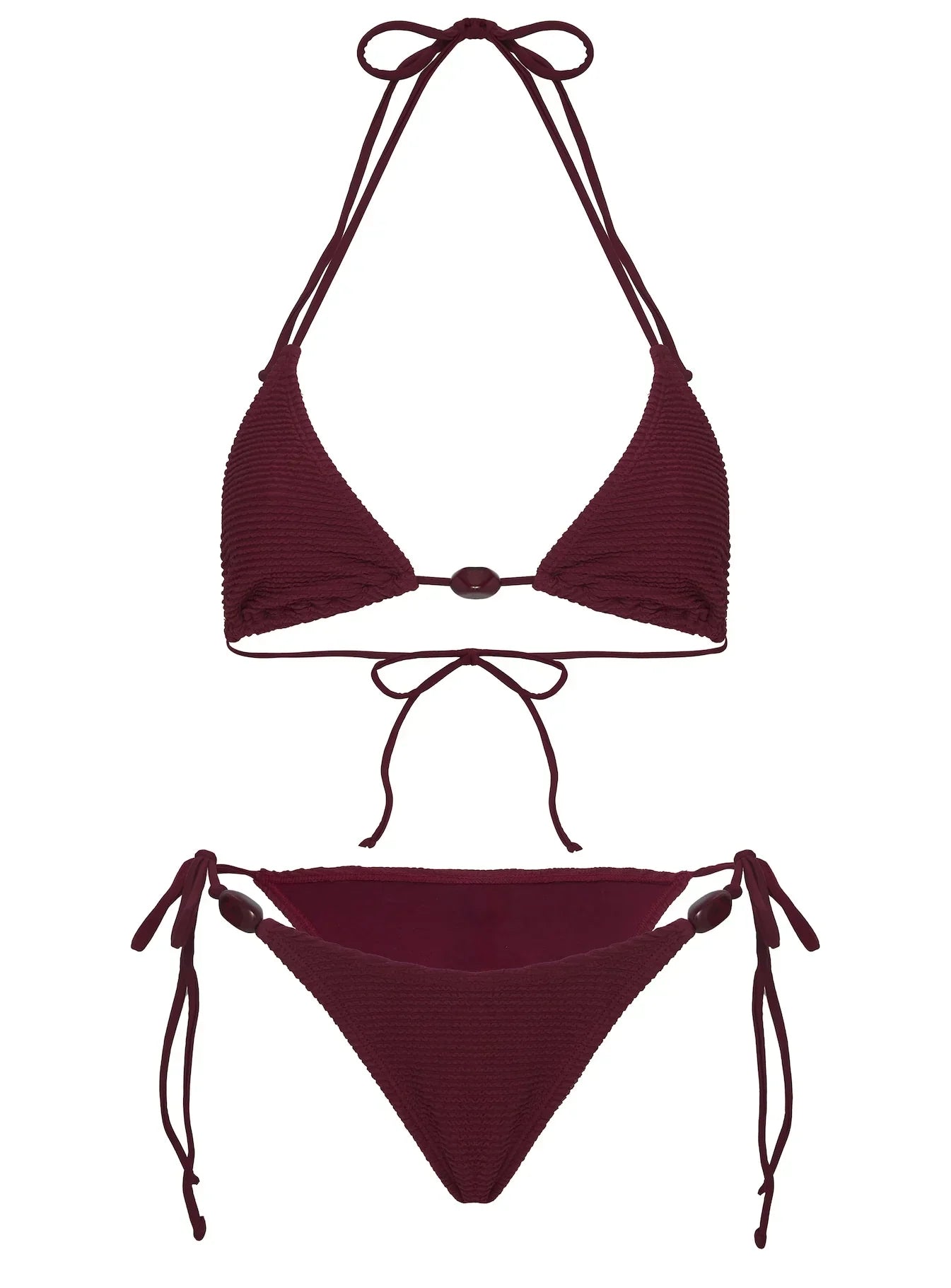 Nevaeh Textured Triangle Bikini Top Red