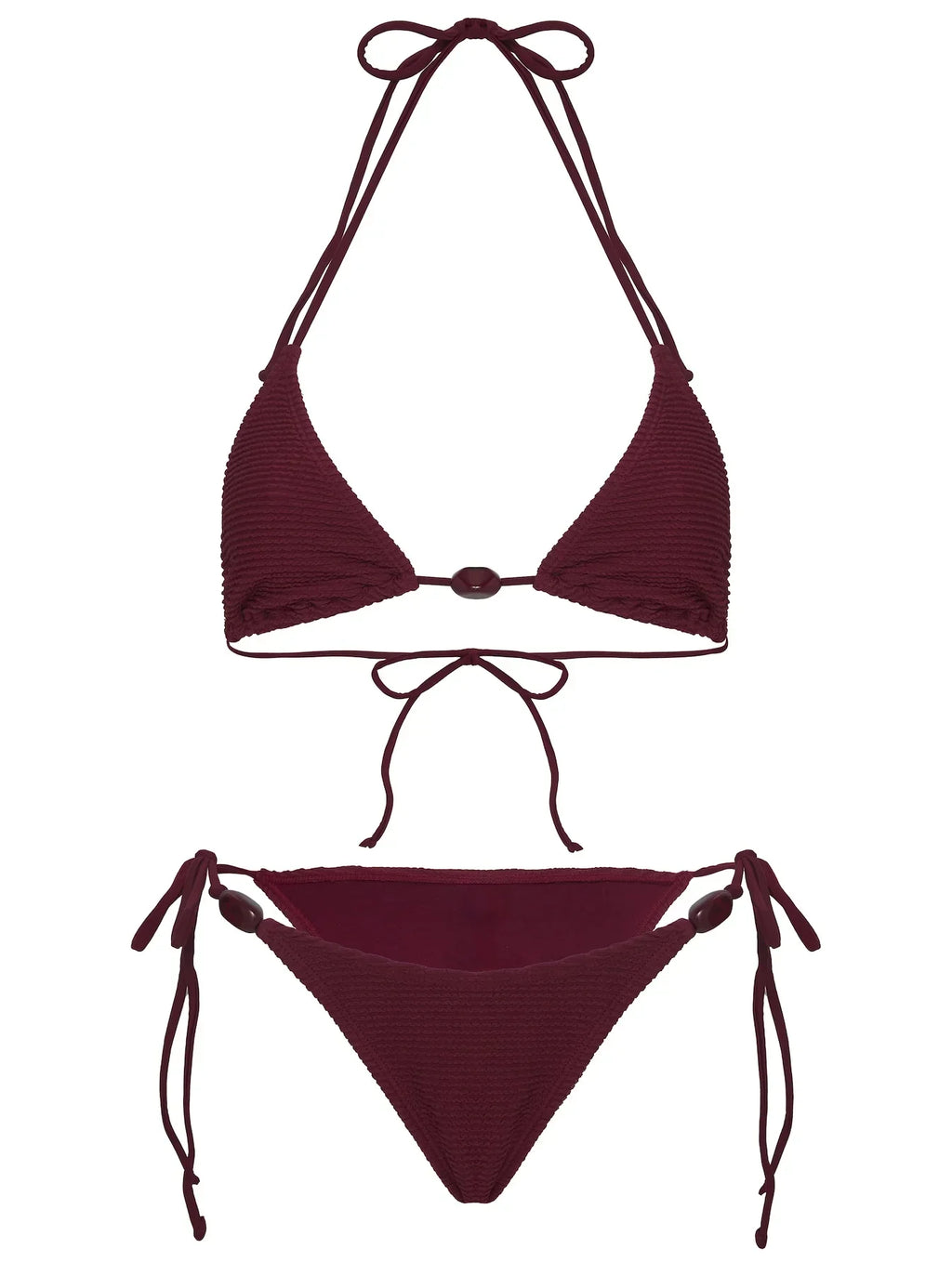Nevaeh Textured Triangle Bikini Top Red
