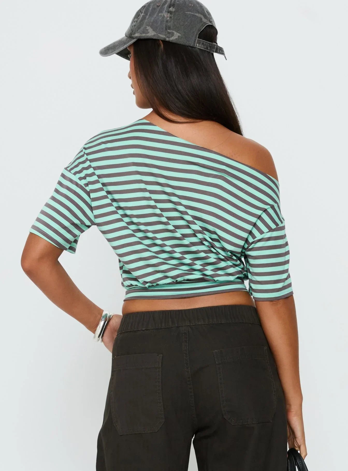 Ashlinn Off Shoulder Drapey Top Stripe
