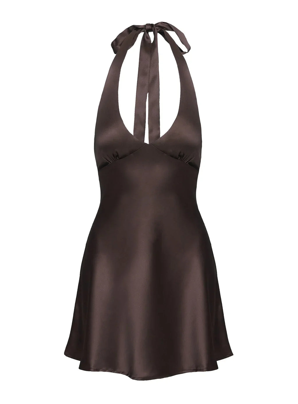 Pelagia Halter Scarf Tie Mini Dress Brown
