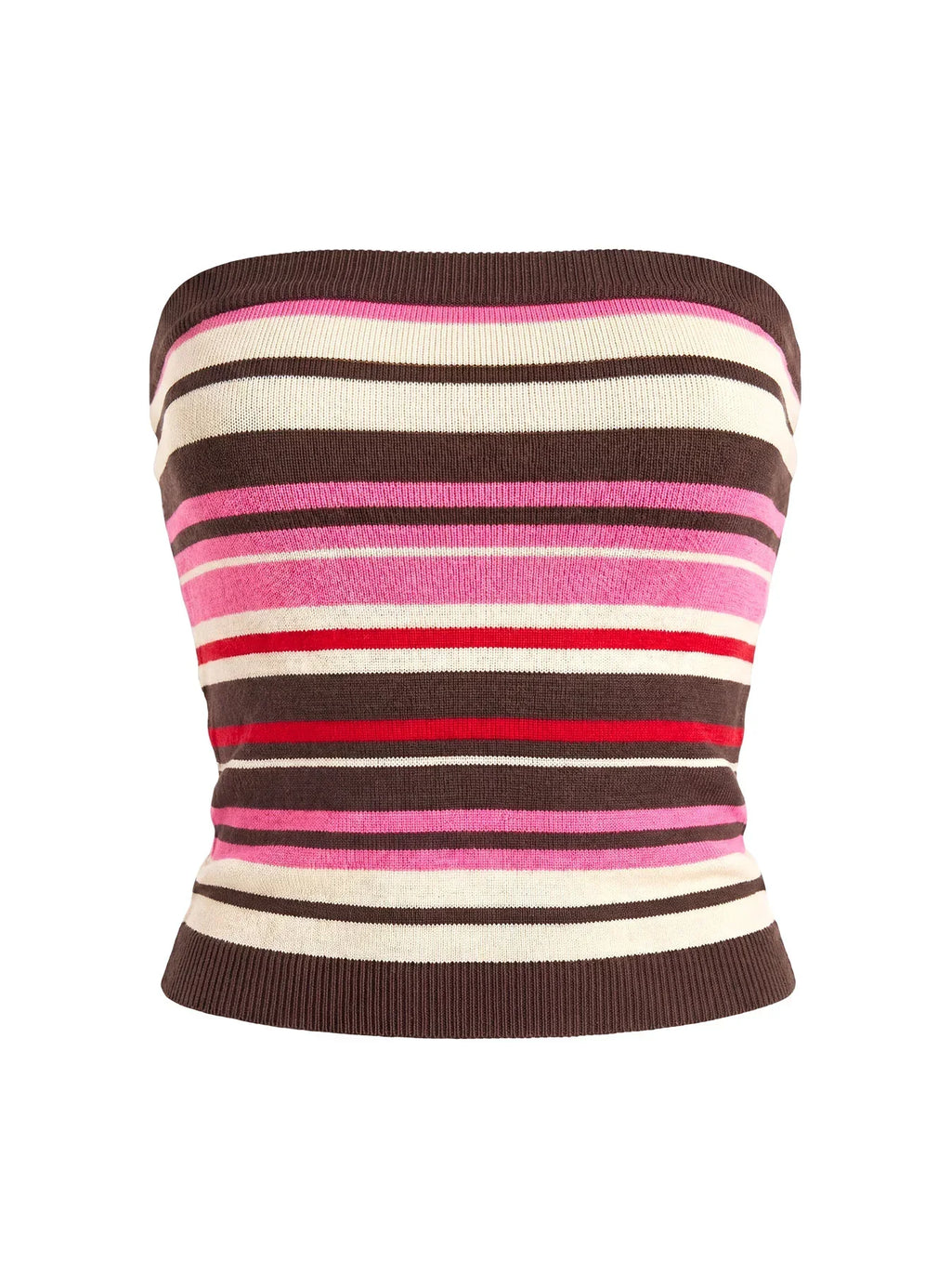 Cleoh Strapless Top Pink / Brown Stripe