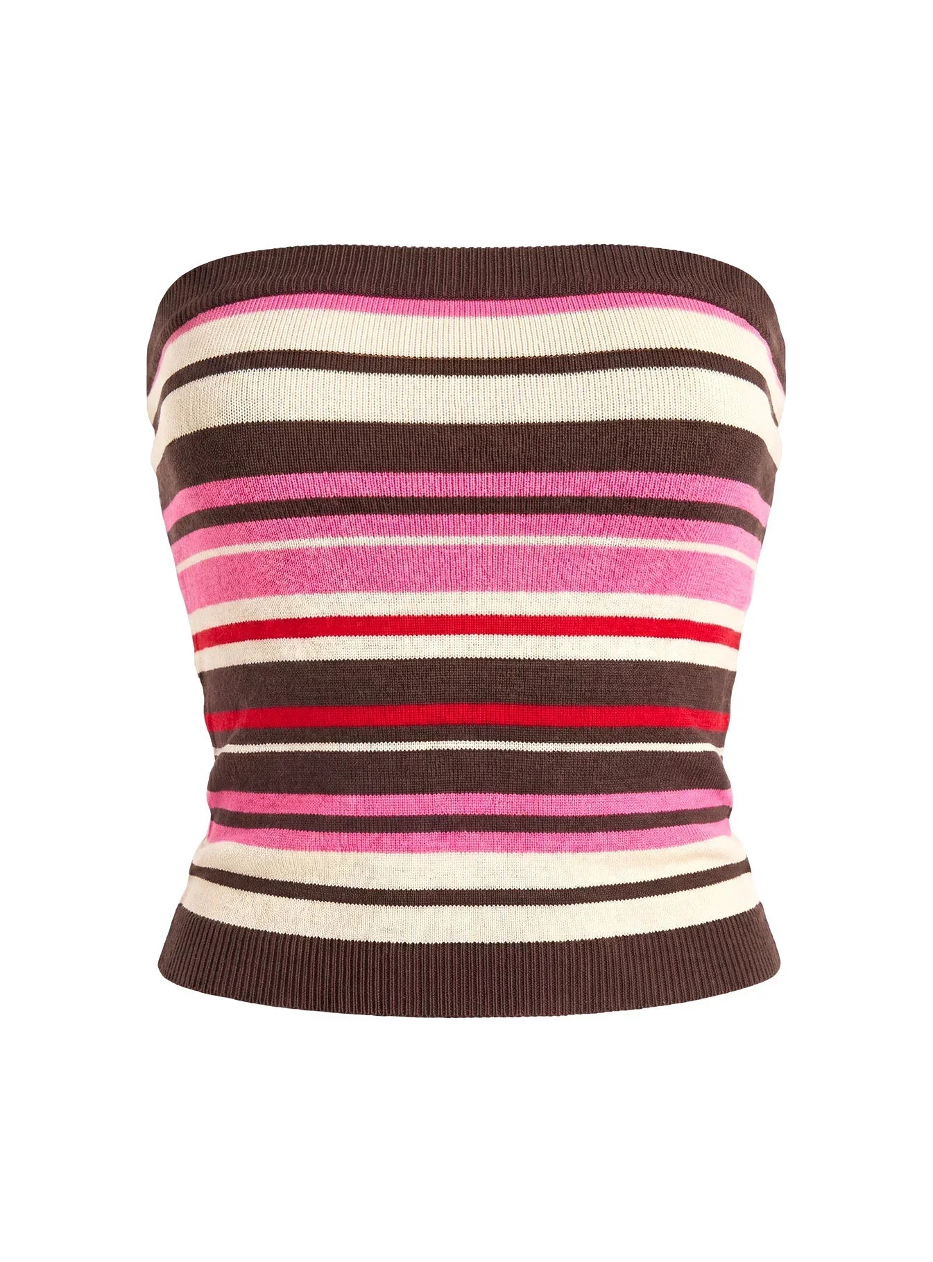 Cleoh Strapless Top Pink / Brown Stripe
