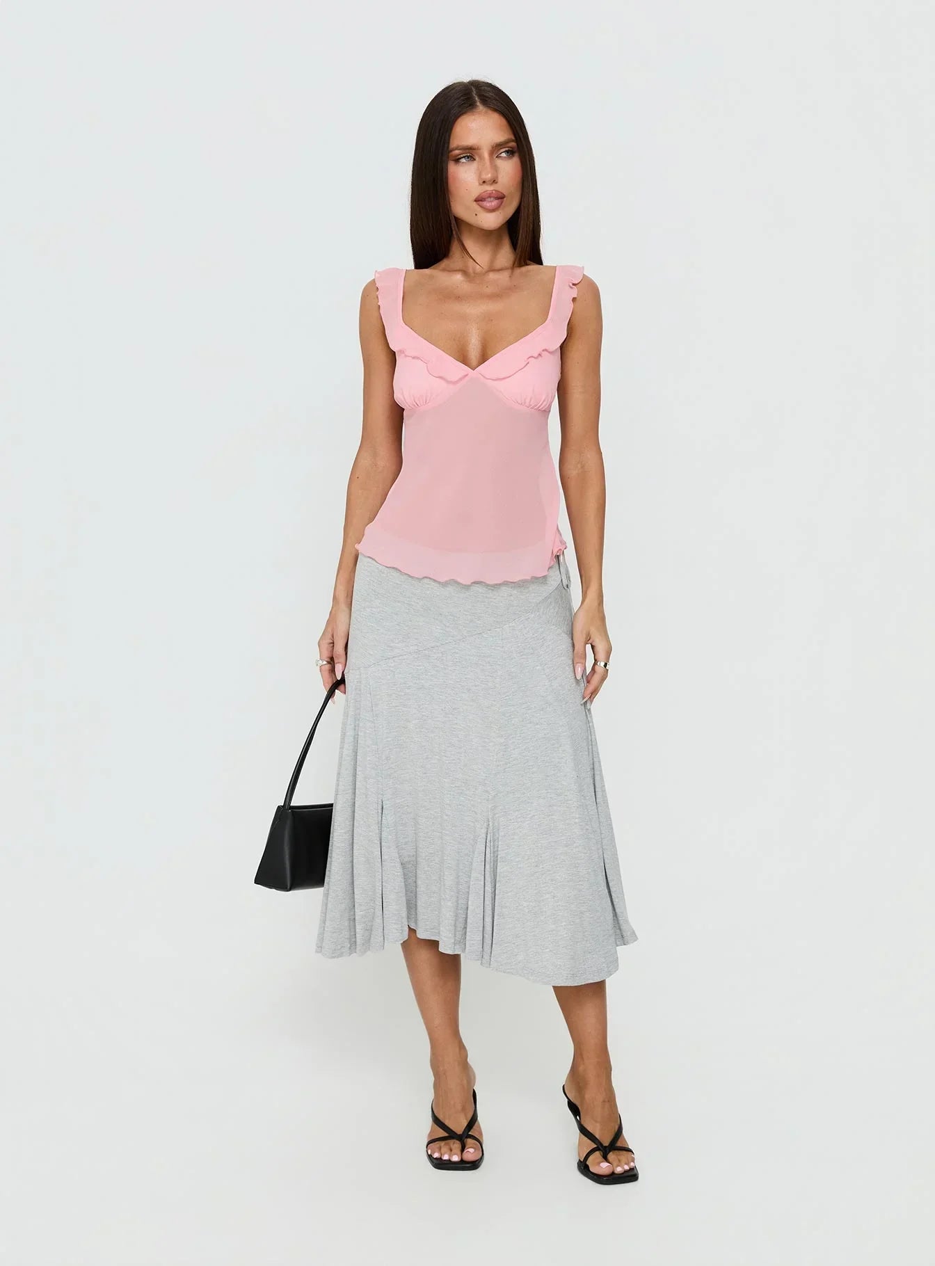 Zayliah Frill Detail Top Pink