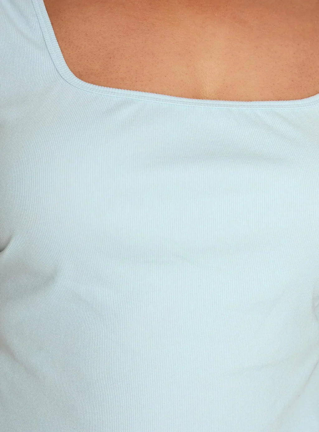 Baseline Square Neck Rib Tank Top Light Blue Curve