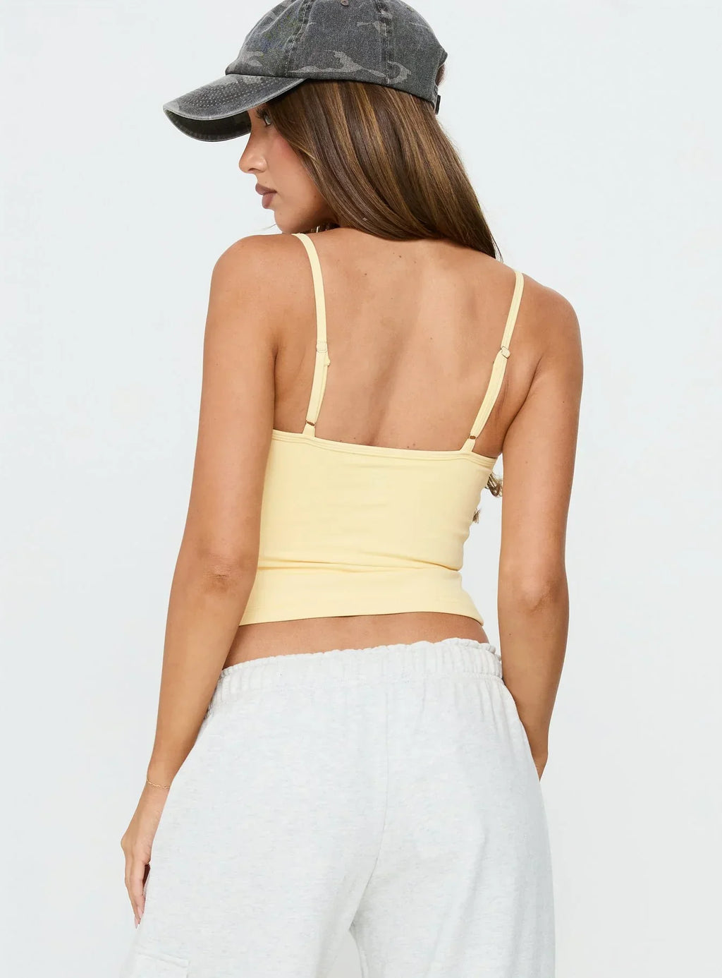 Ascend Layered Halter Tank Top Yellow / White