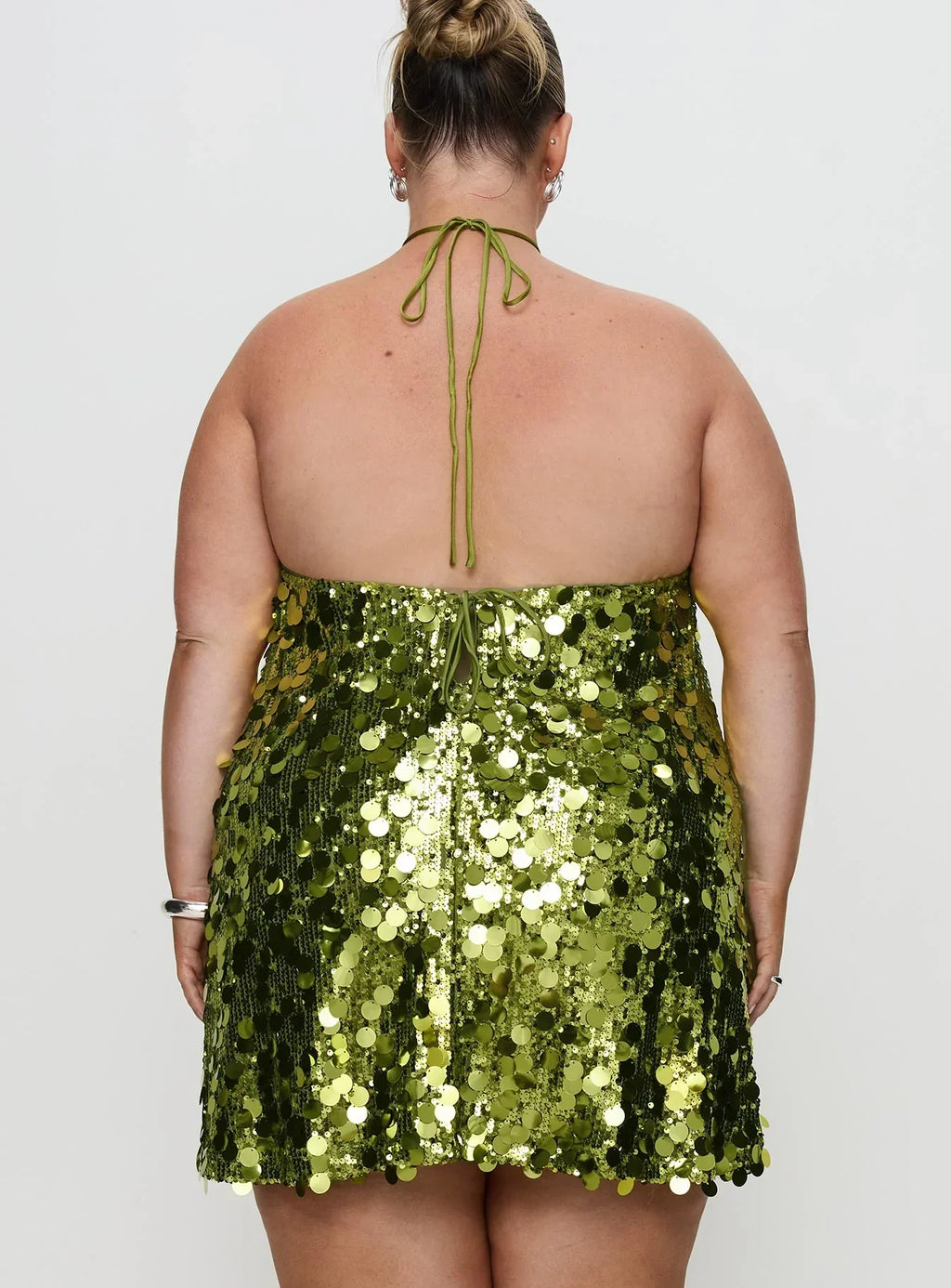 Fluorescents Halter Mini Dress Green Curve