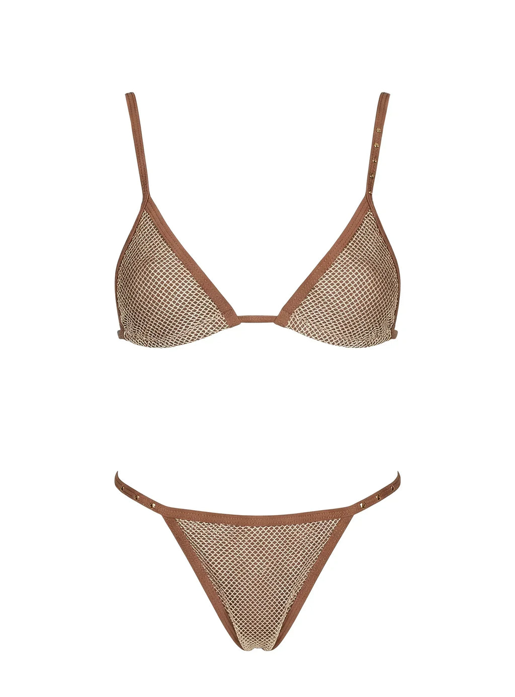 Calm Tide Triangle Bikini Top Brown