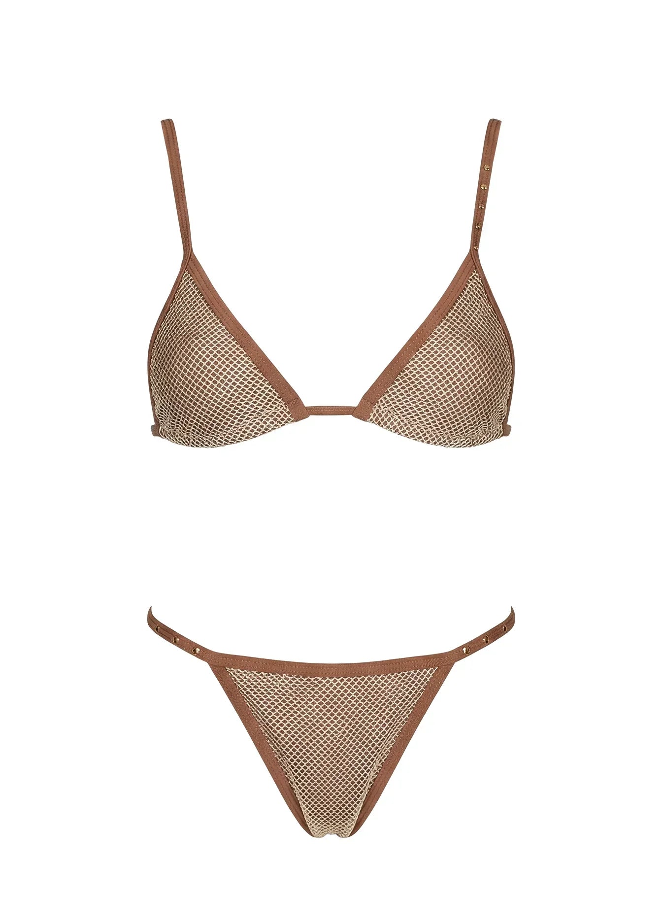 Calm Tide Triangle Bikini Top Brown