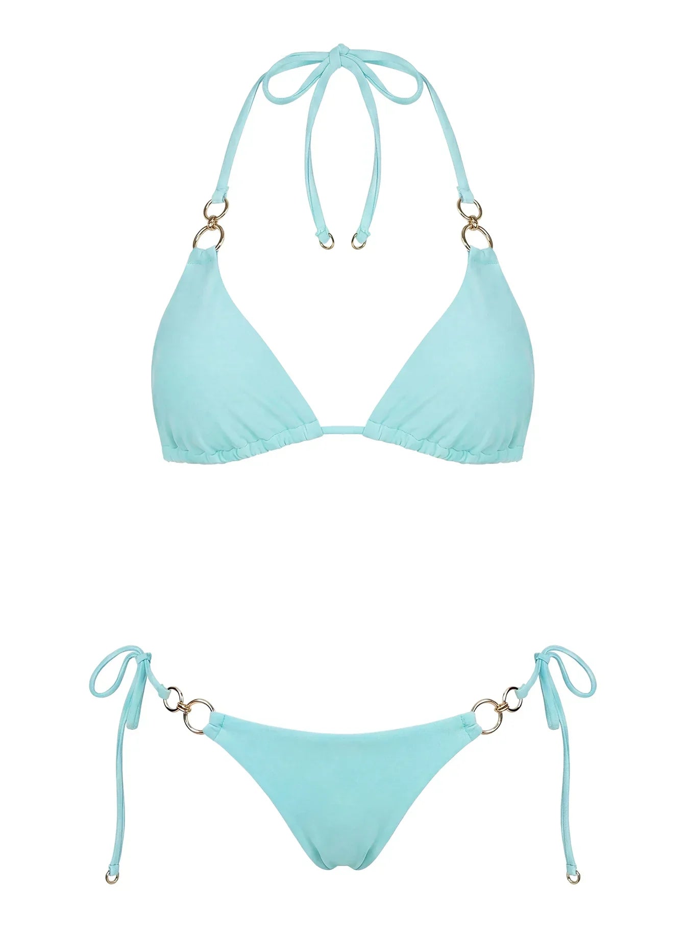 Sun Drenched Hardware Detail Bikini Top Blue