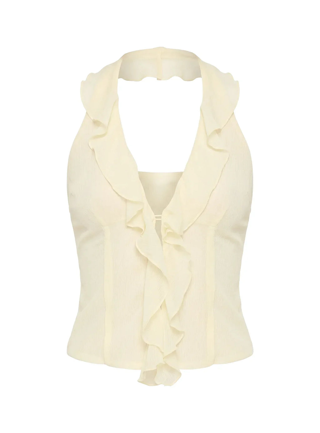 Jazania Frill Halter Top Butter Yellow