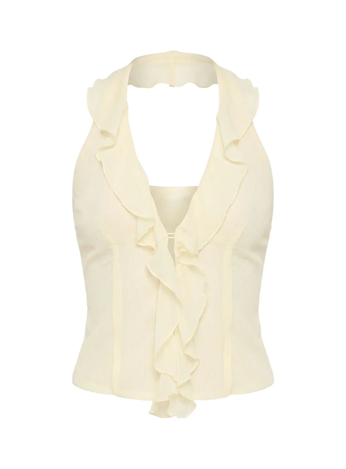 Jazania Frill Halter Top Butter Yellow