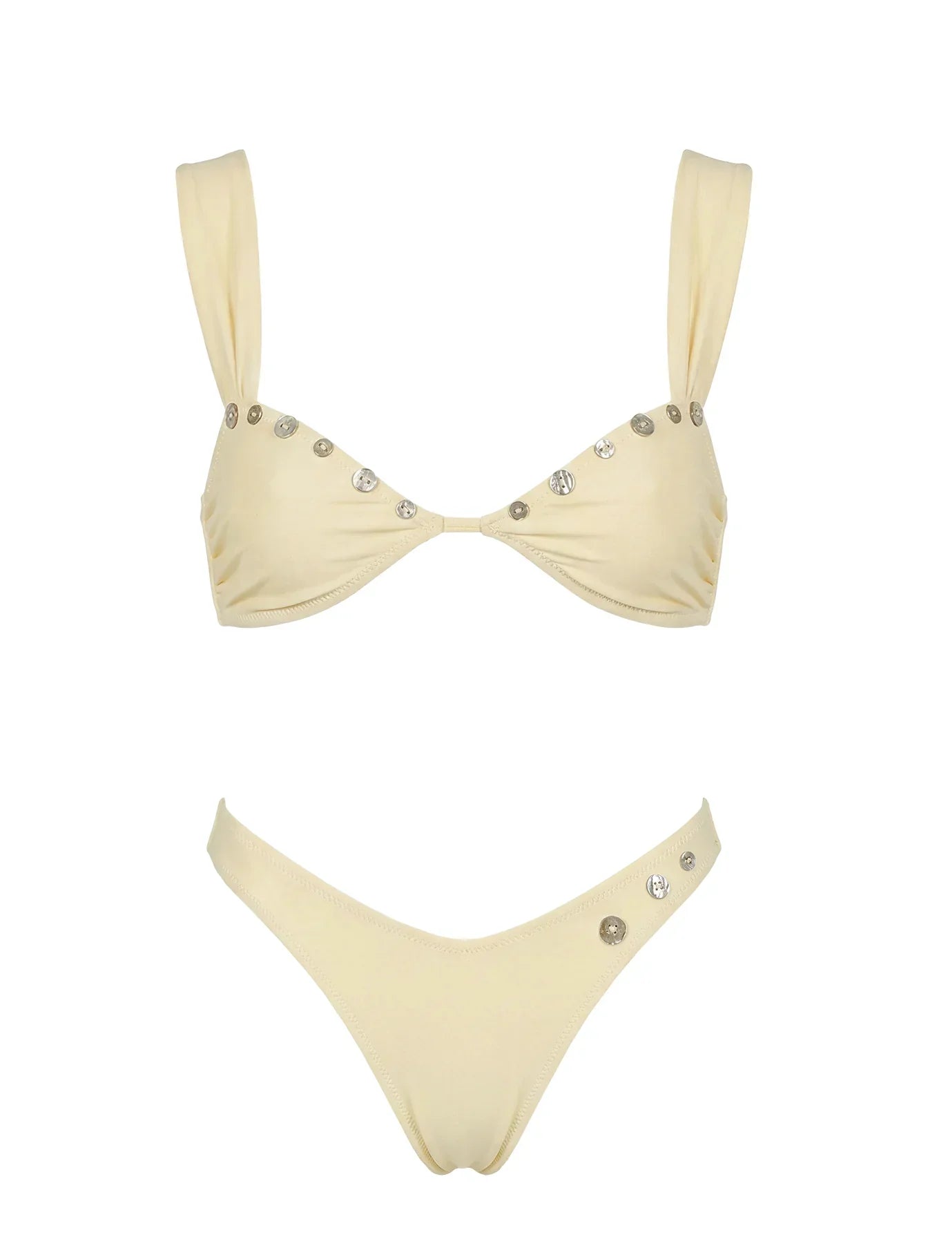 Sunset Club Shell Detail Bikini Top Cream