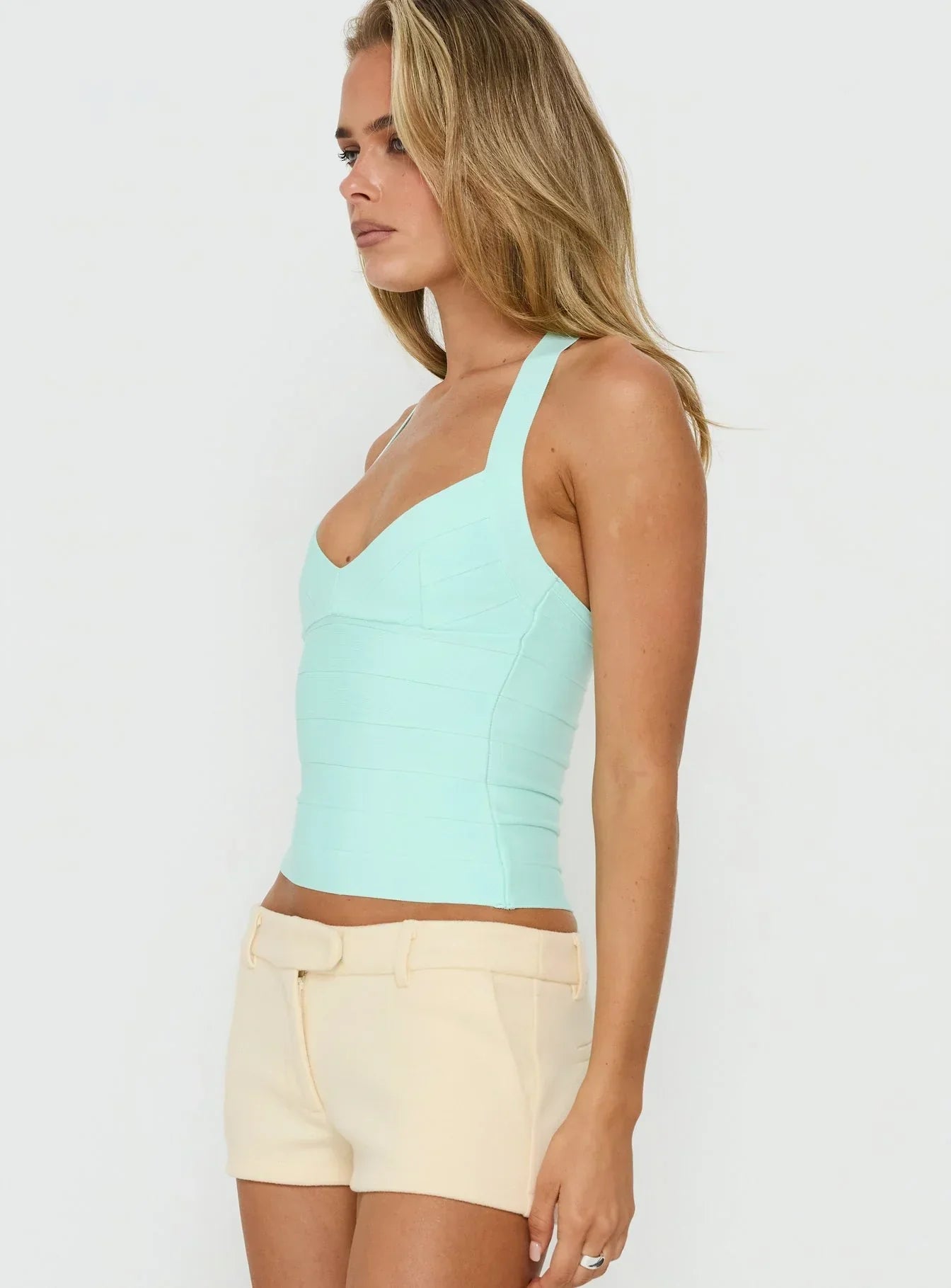 Sefina Bandage Halter Neck Top Aqua