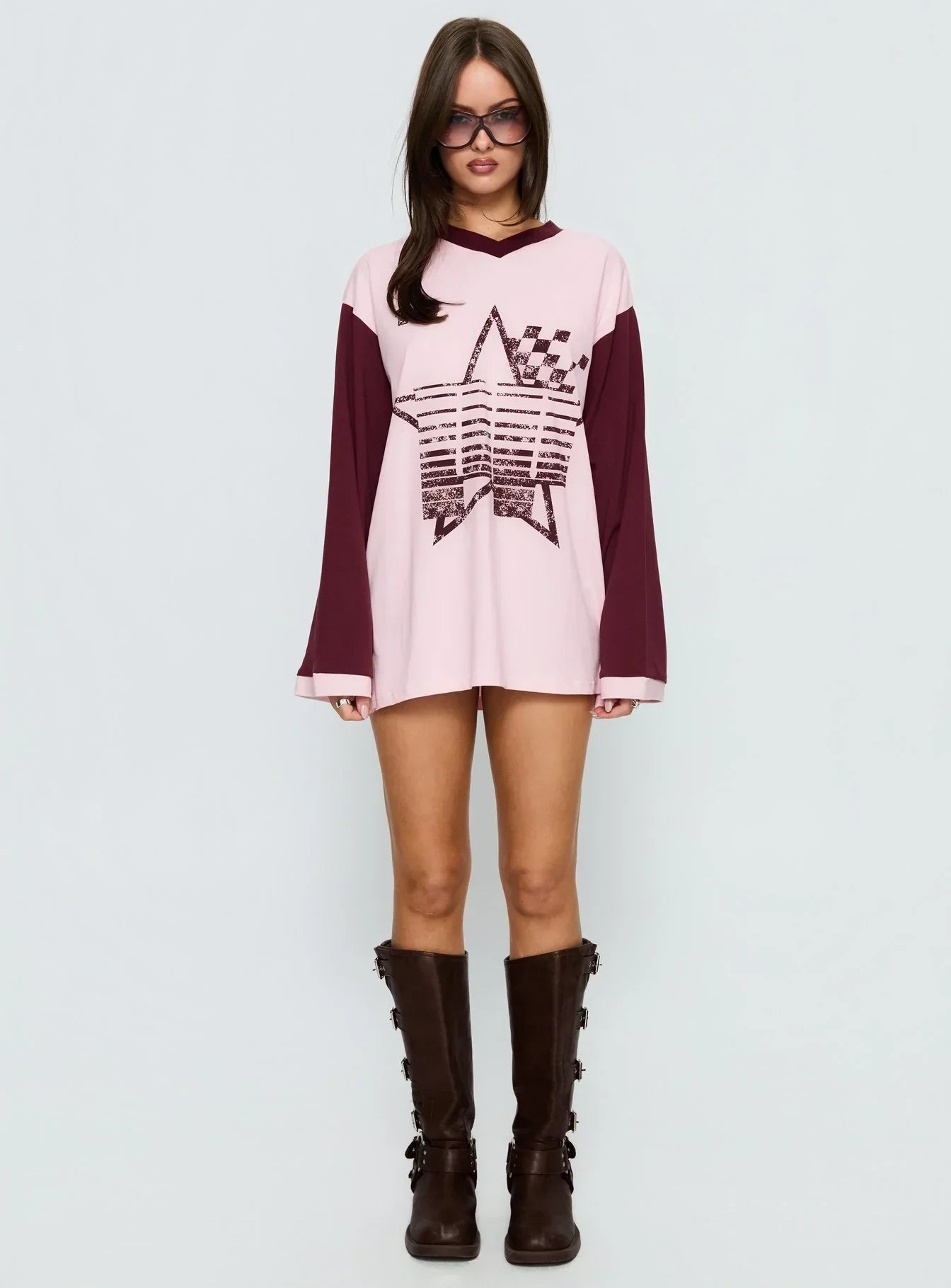 Starletta Long Sleeve Moto Top Pink