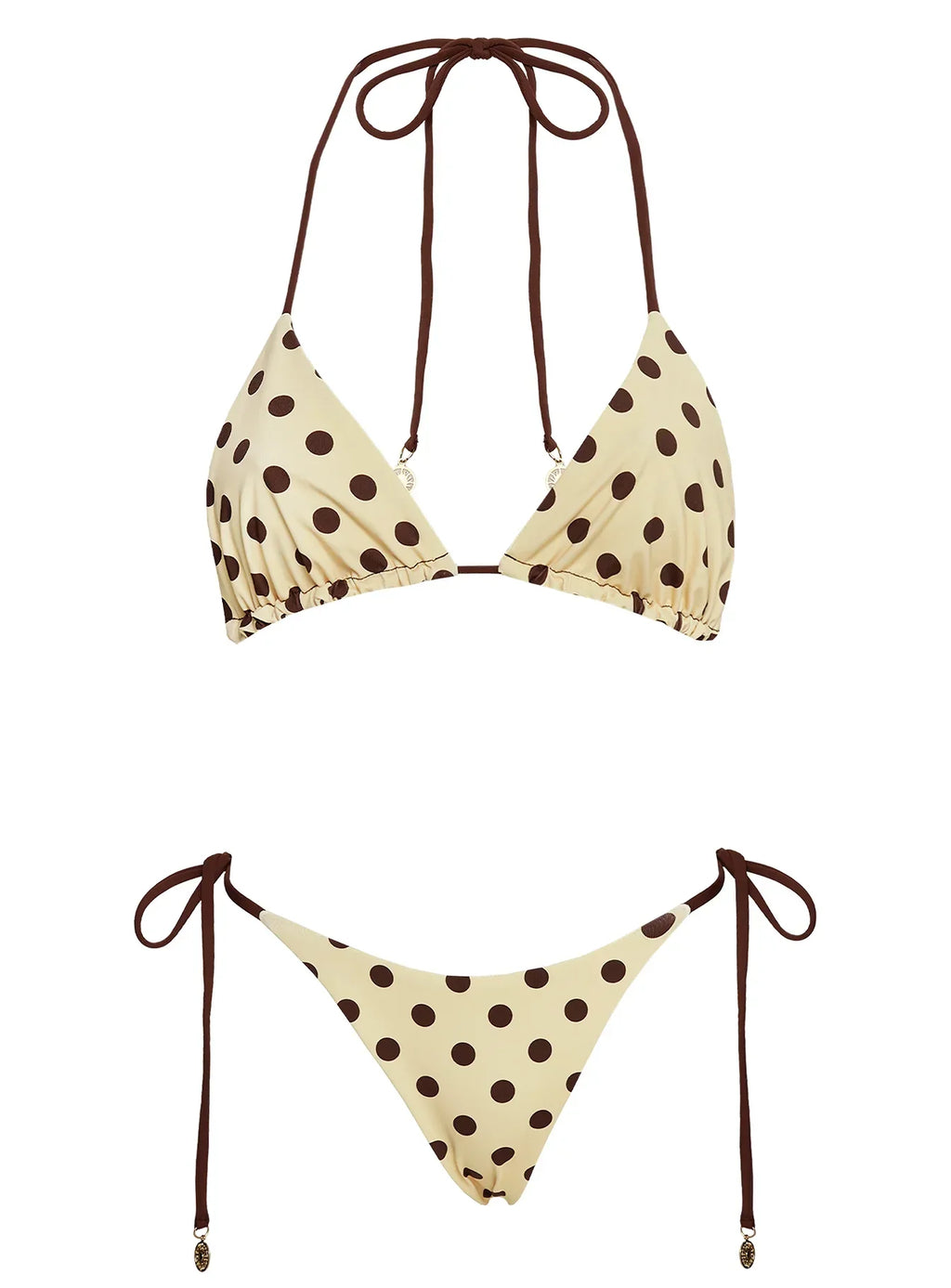 Nevaeh Reversible Triangle Bikini Top Yellow Polka Dot