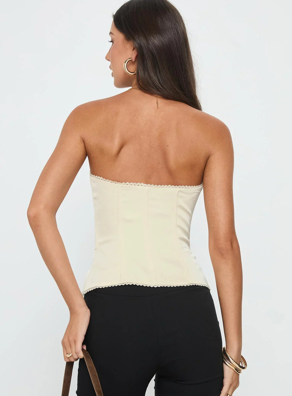 Jazzy Strapless Corset Top Cream Floral