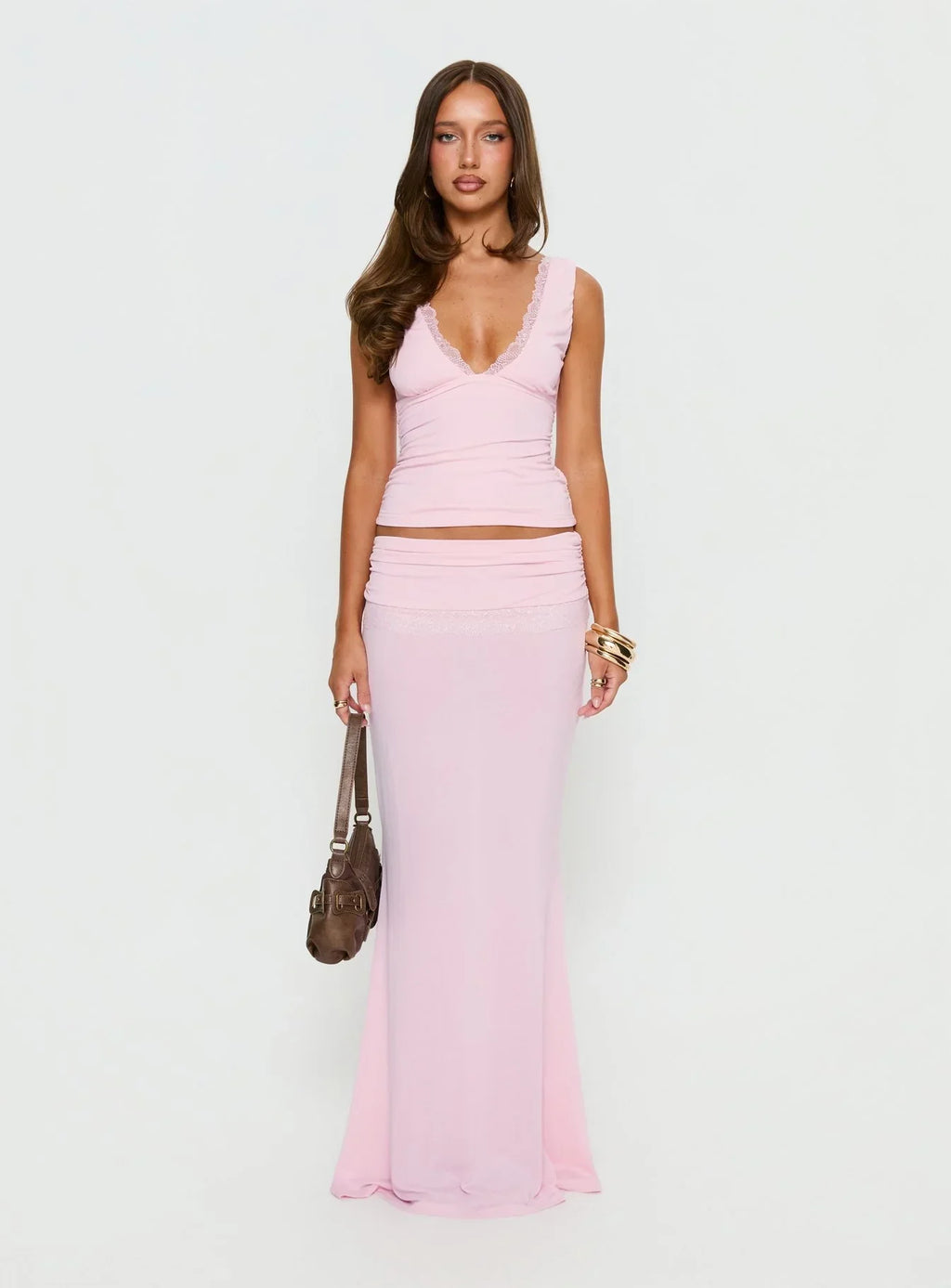 Zespri Lace Jersey Top Pink