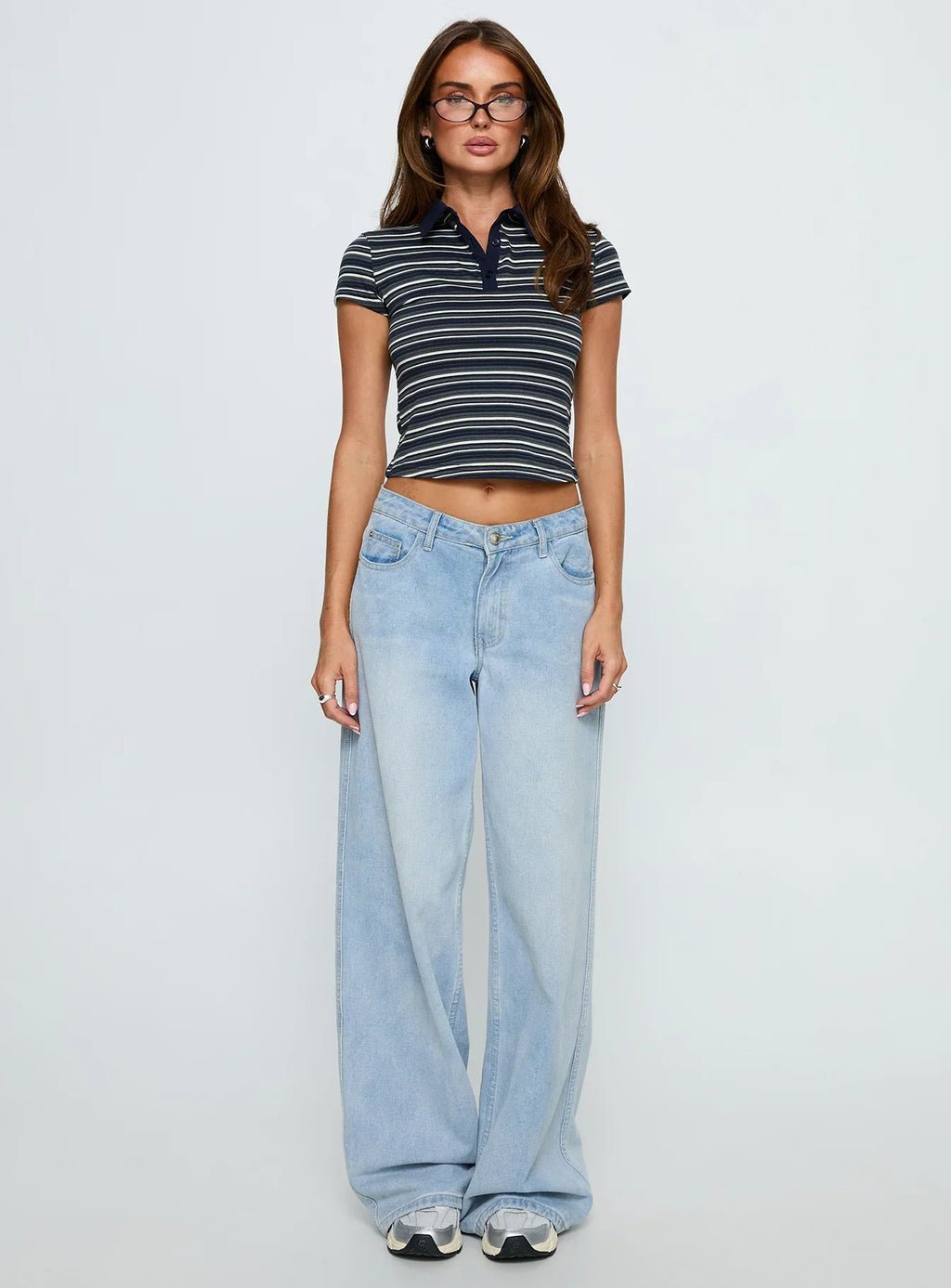 Sylvanna Collared Top Navy Stripe