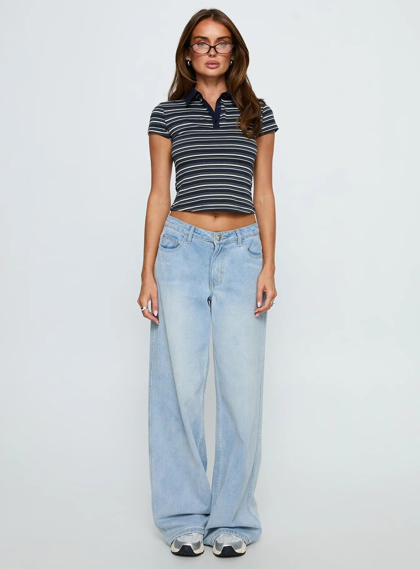 Sylvanna Collared Top Navy Stripe