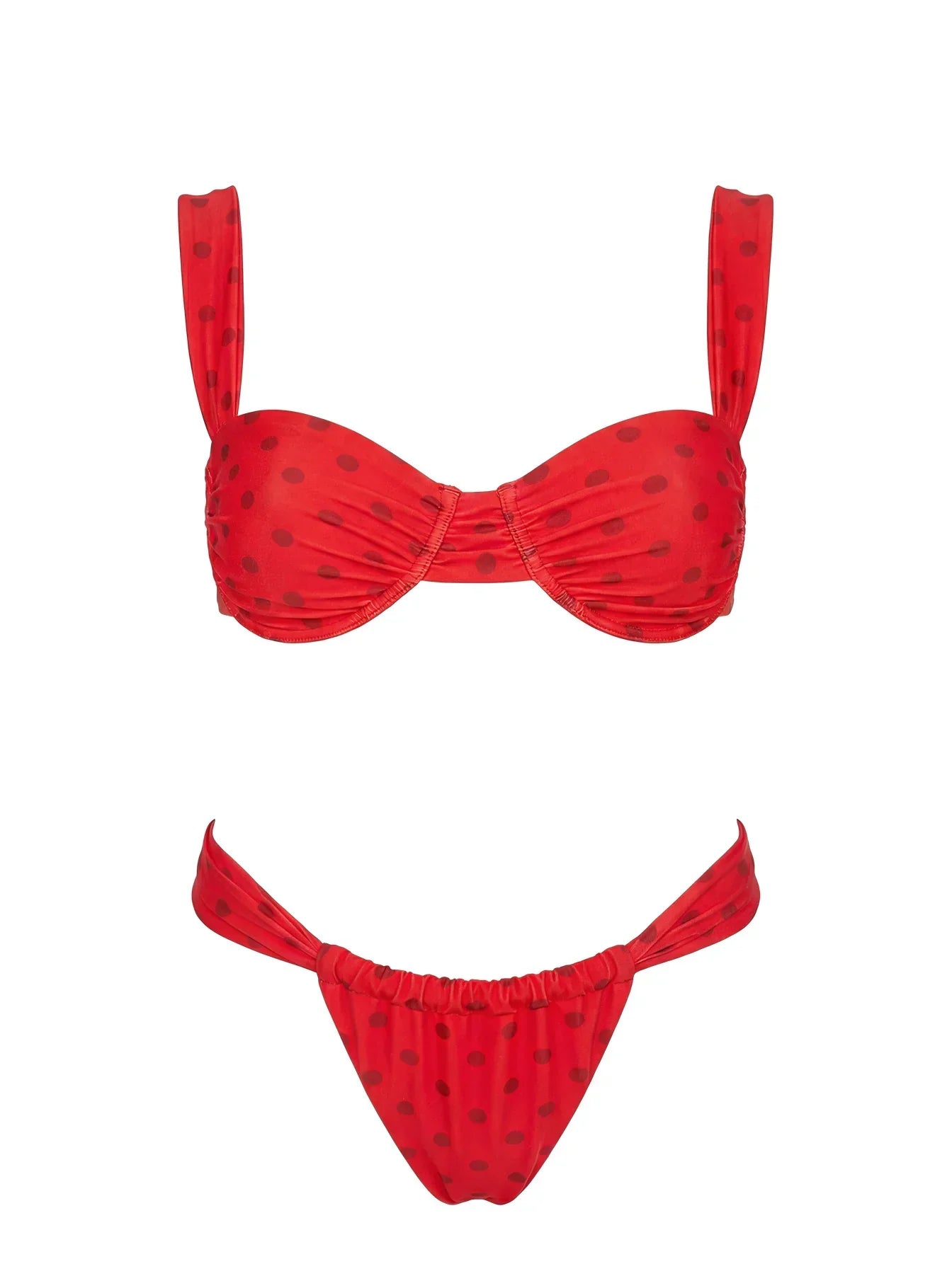 Heatwave Halo Underwire Bikini Top Red Polka
