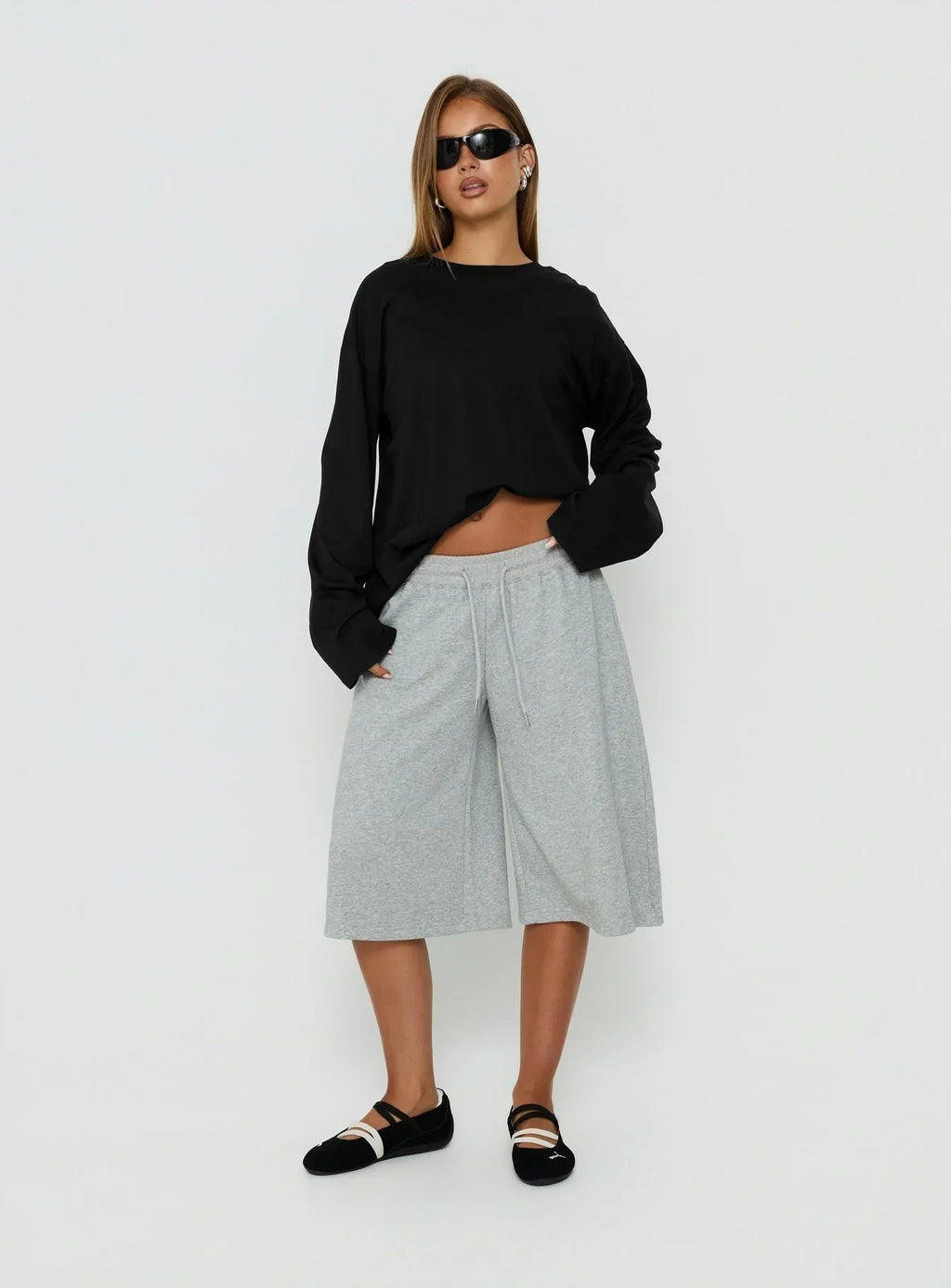 Settle Down Long Sleeve Top Black