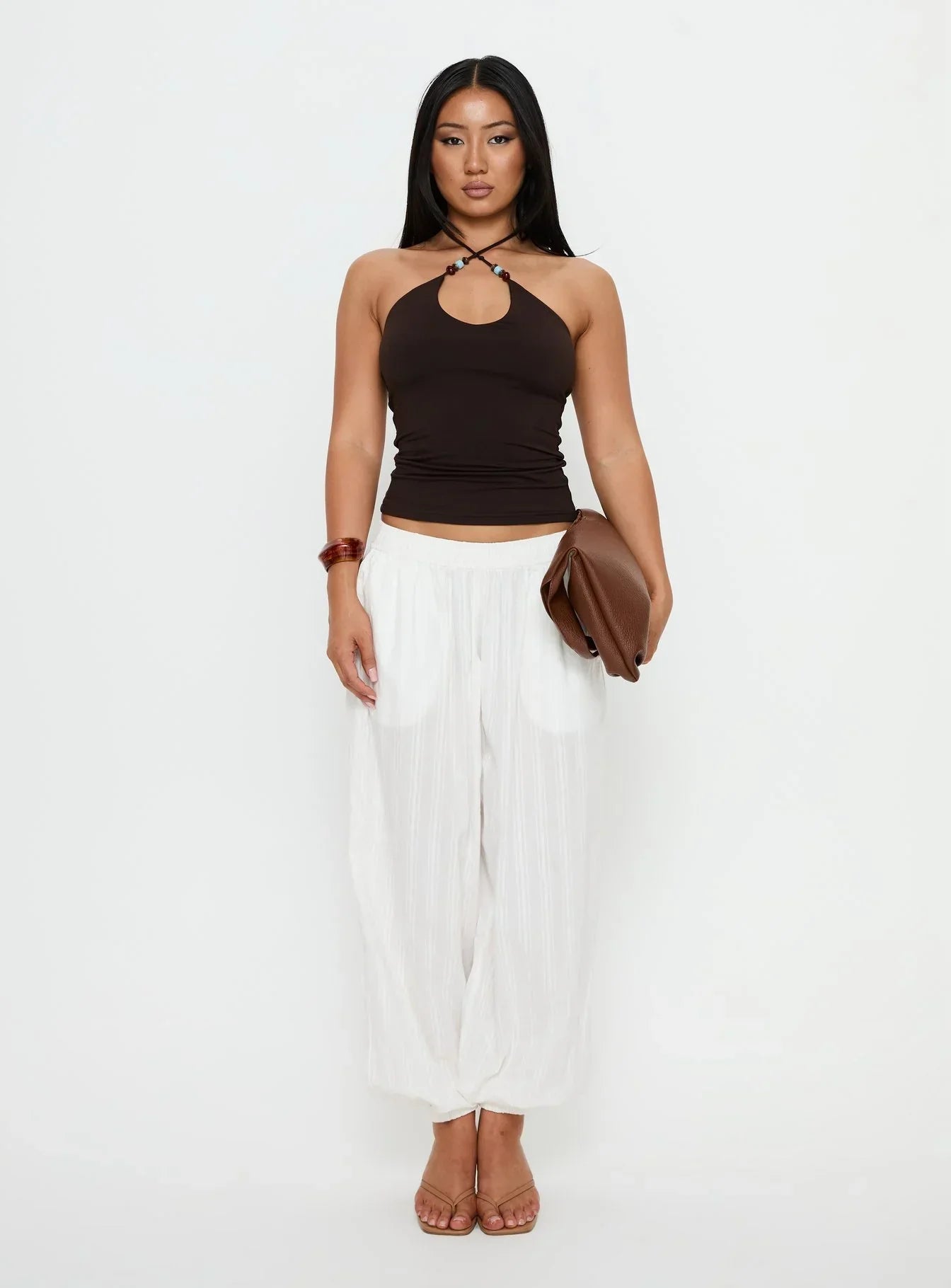 Manika Bead Detail Top Chocolate