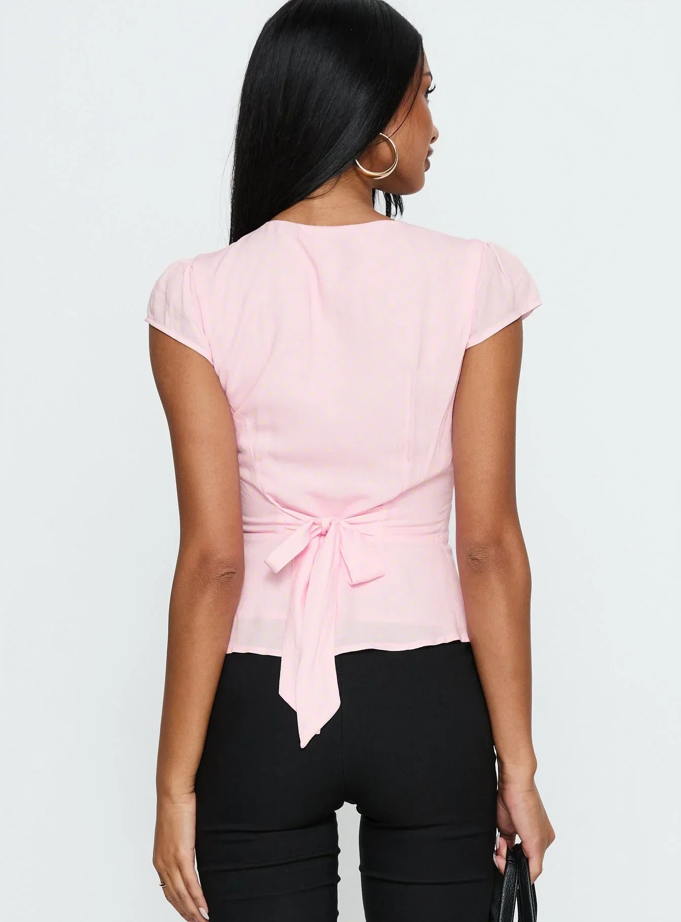 Dalanna Cap Sleeve Top Pink / Lemon Polka