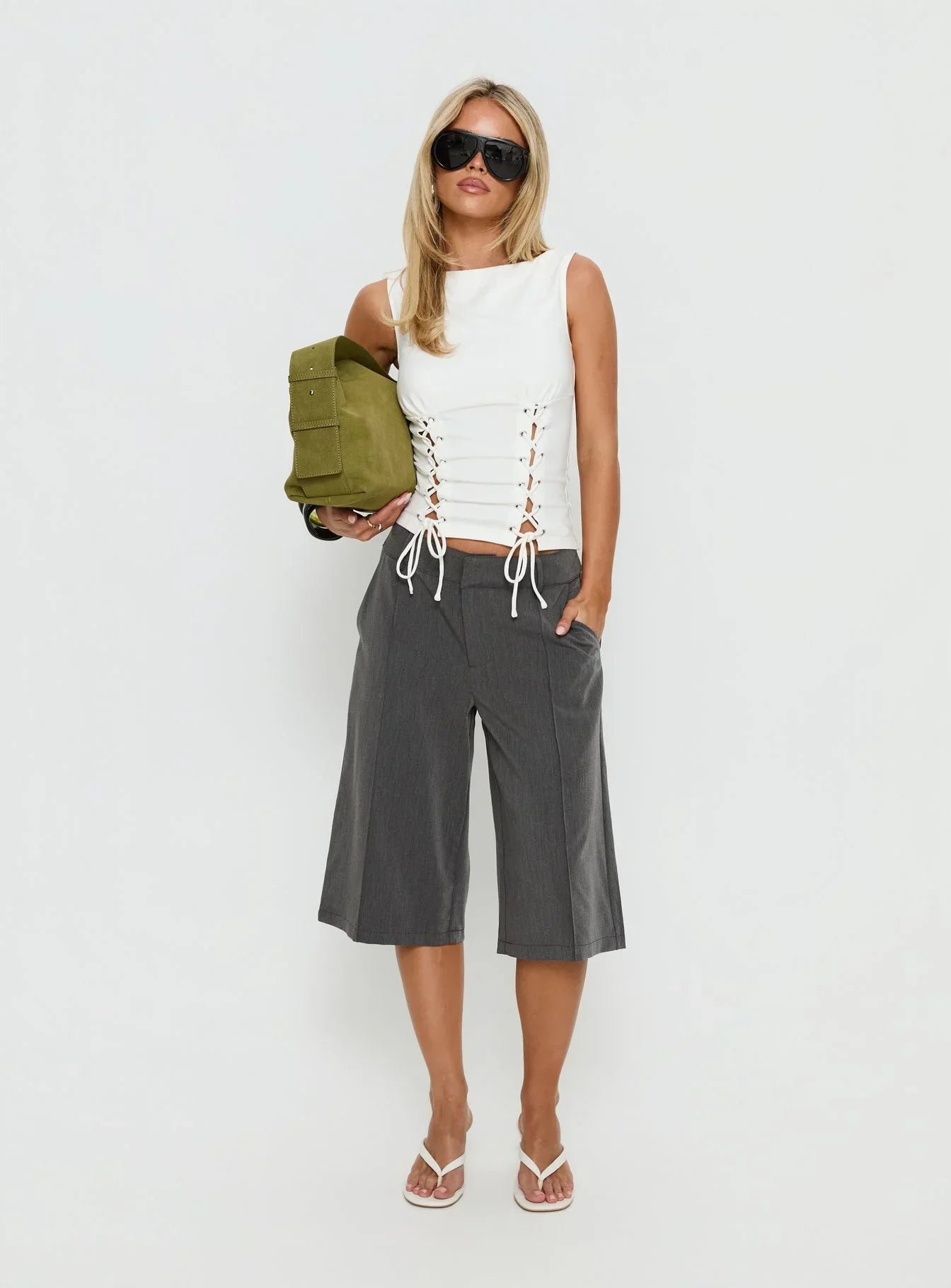 Lindee Tie Up Sleeveless Top White
