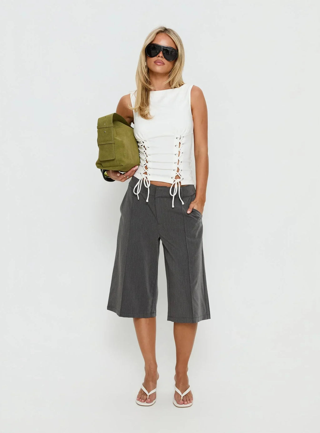 Lindee Tie Up Sleeveless Top White
