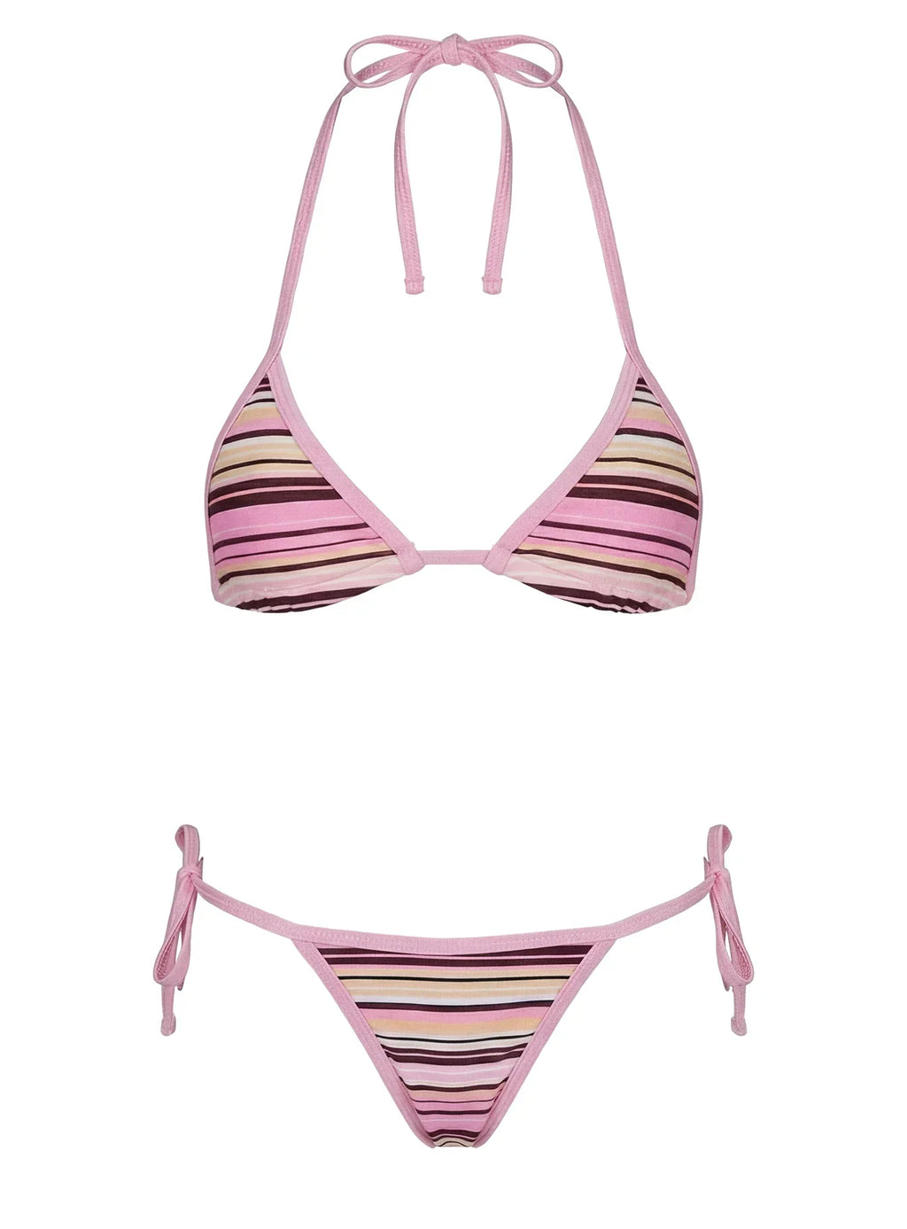 Blaylock Triangle Bikini Top Pink / Yellow Stripe
