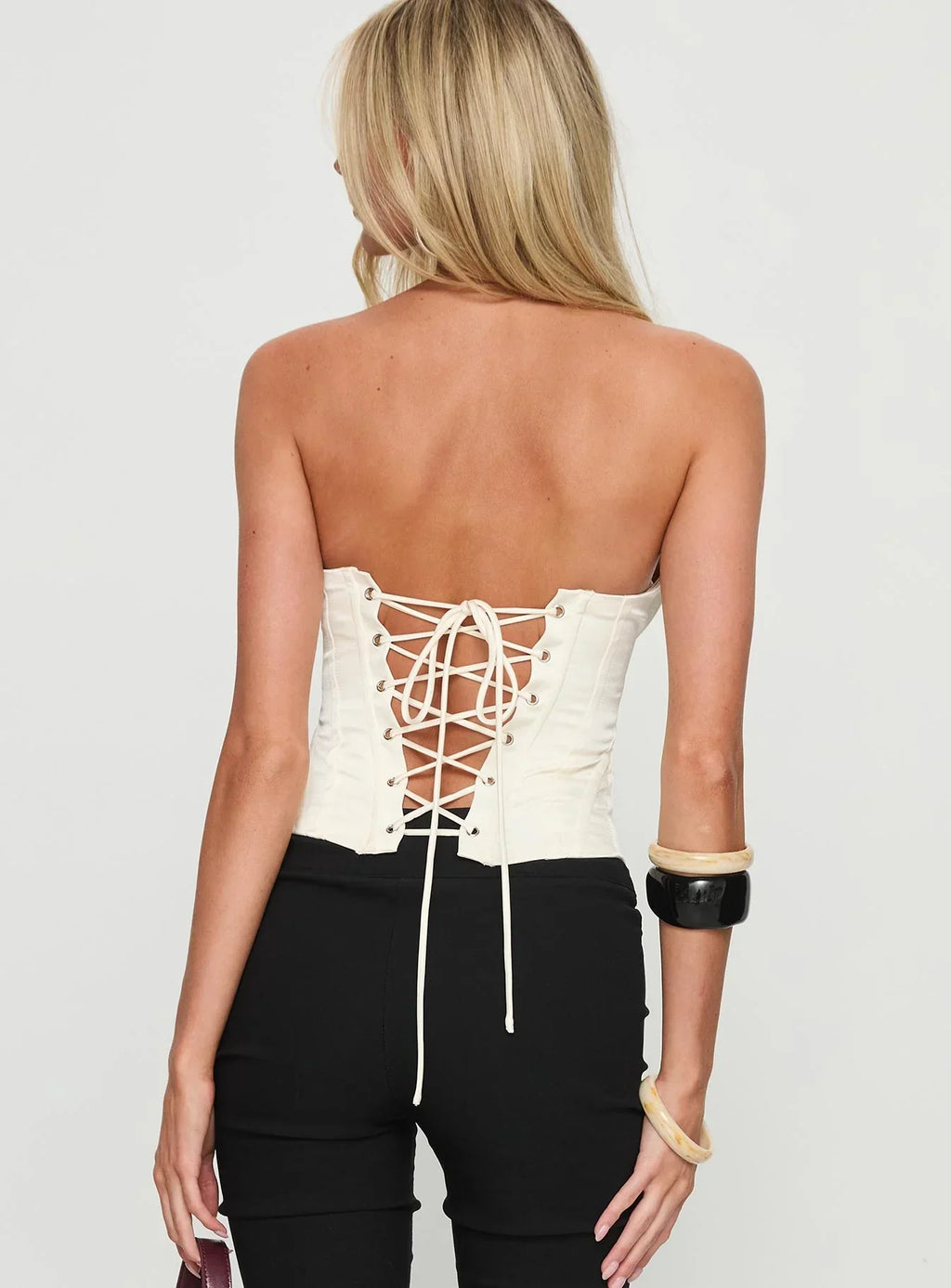 Afelia Strapless Corset Top Cream