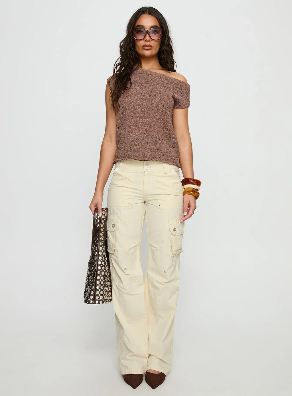 Ashfield Off Shoulder Top Brown