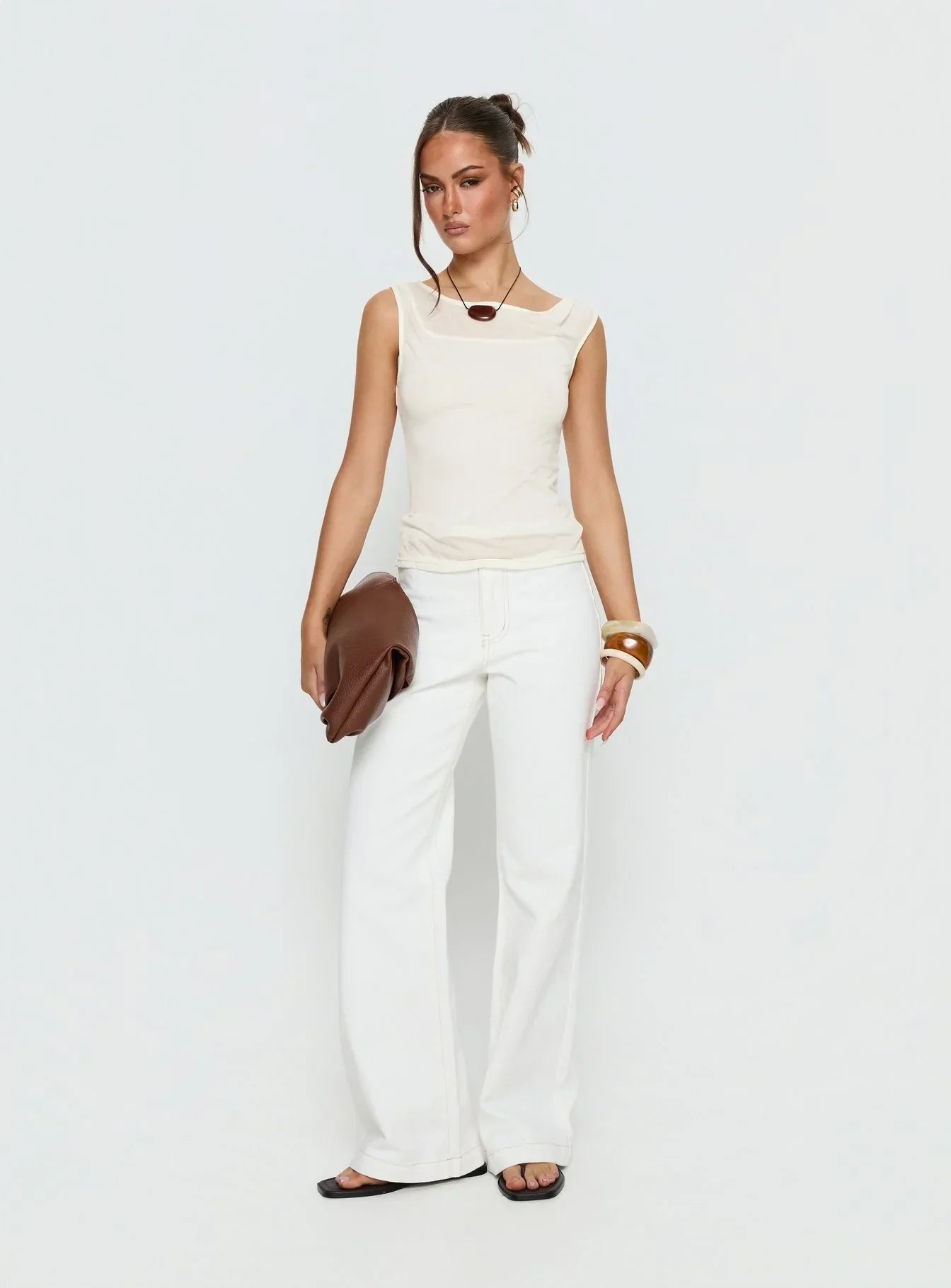 Skaia Layered Sheer Top Cream