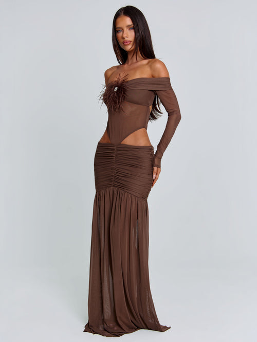 ANGELAE MAXI DRESS CHOCOLATE BROWN