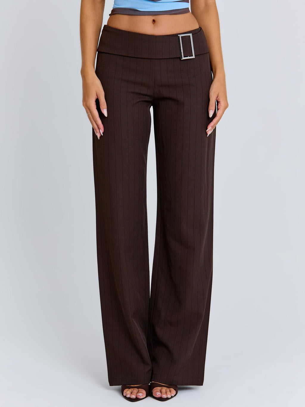 Elysa Pant Brown Pinstripe