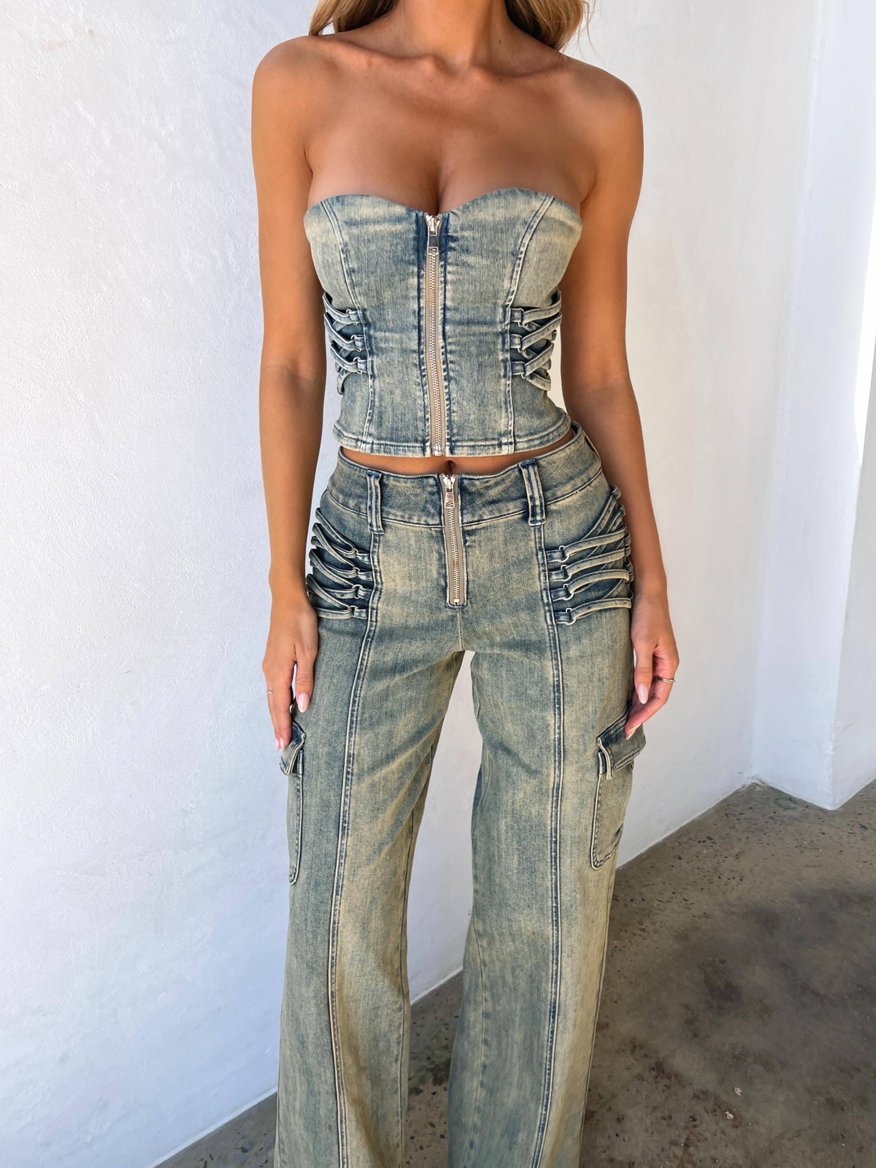Joelle Corset Top Denim