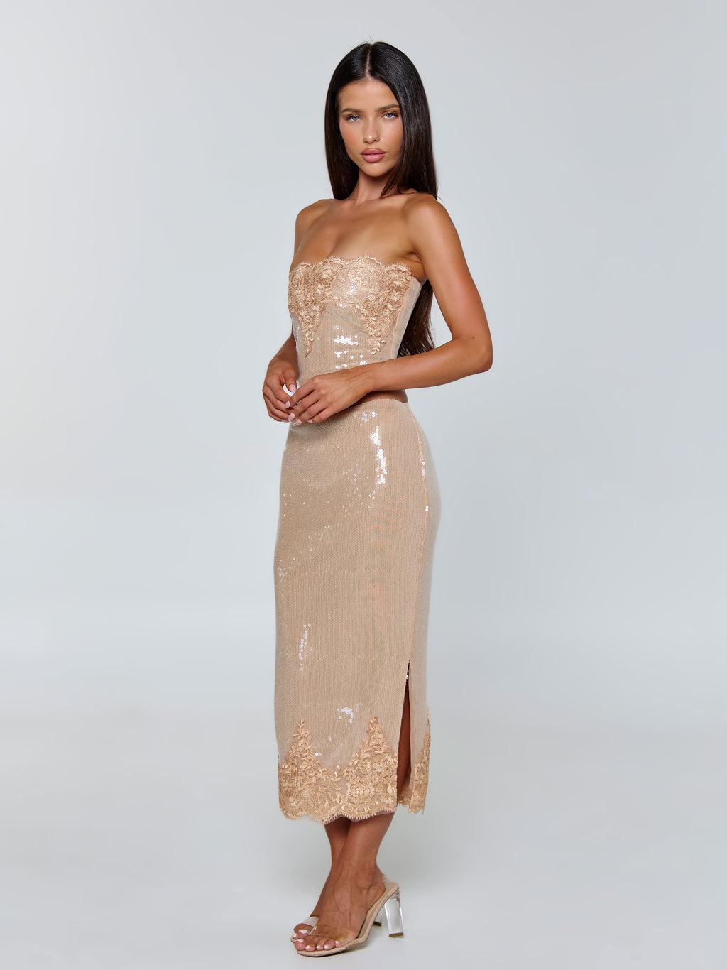 Saela Midi Skirt Beige