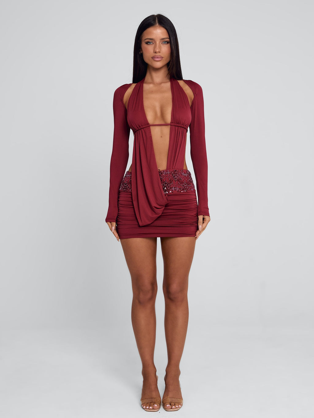 Venari Mini Dress Burgundy