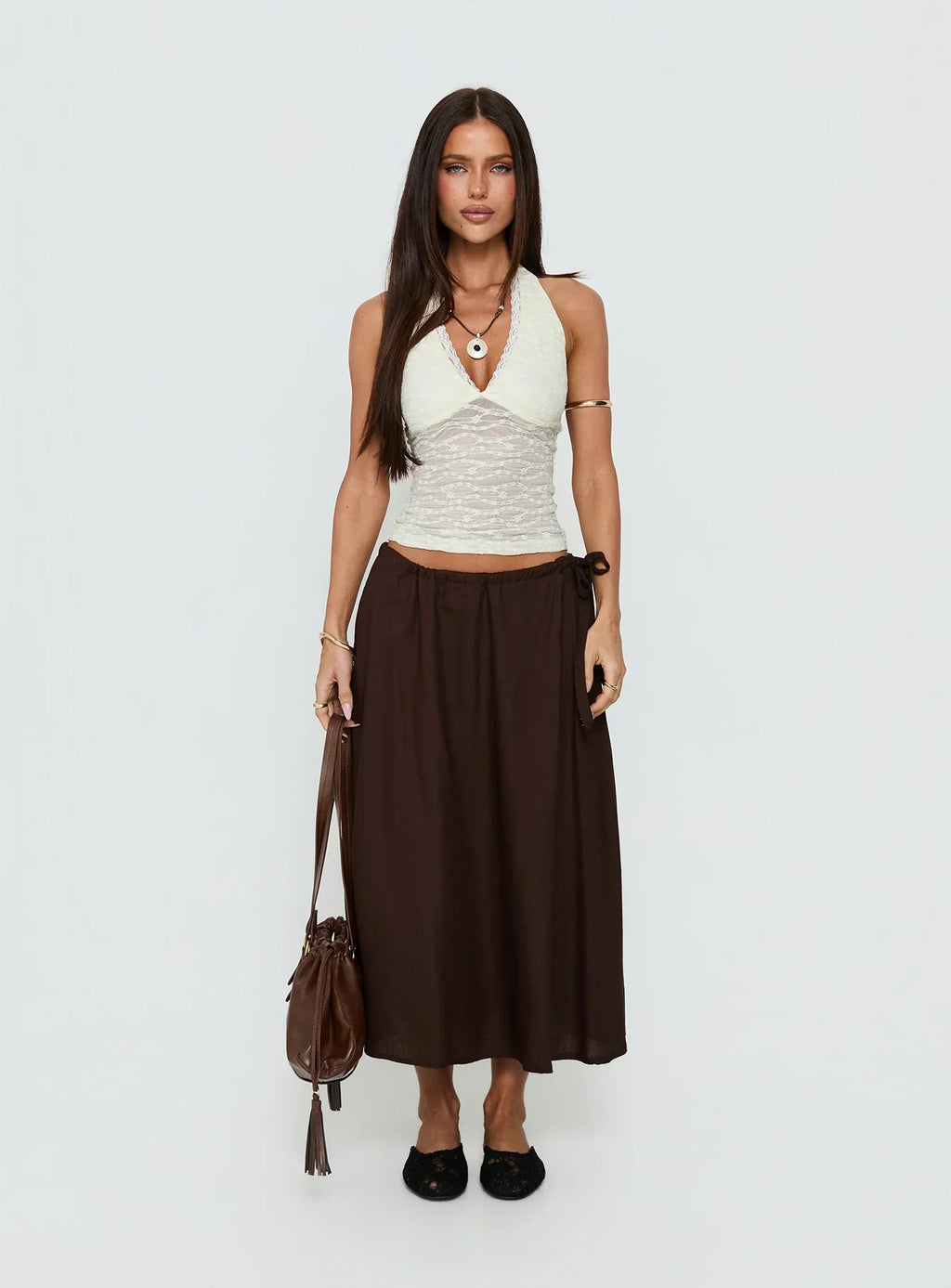 Snowdrift Lace Halter Top Cream