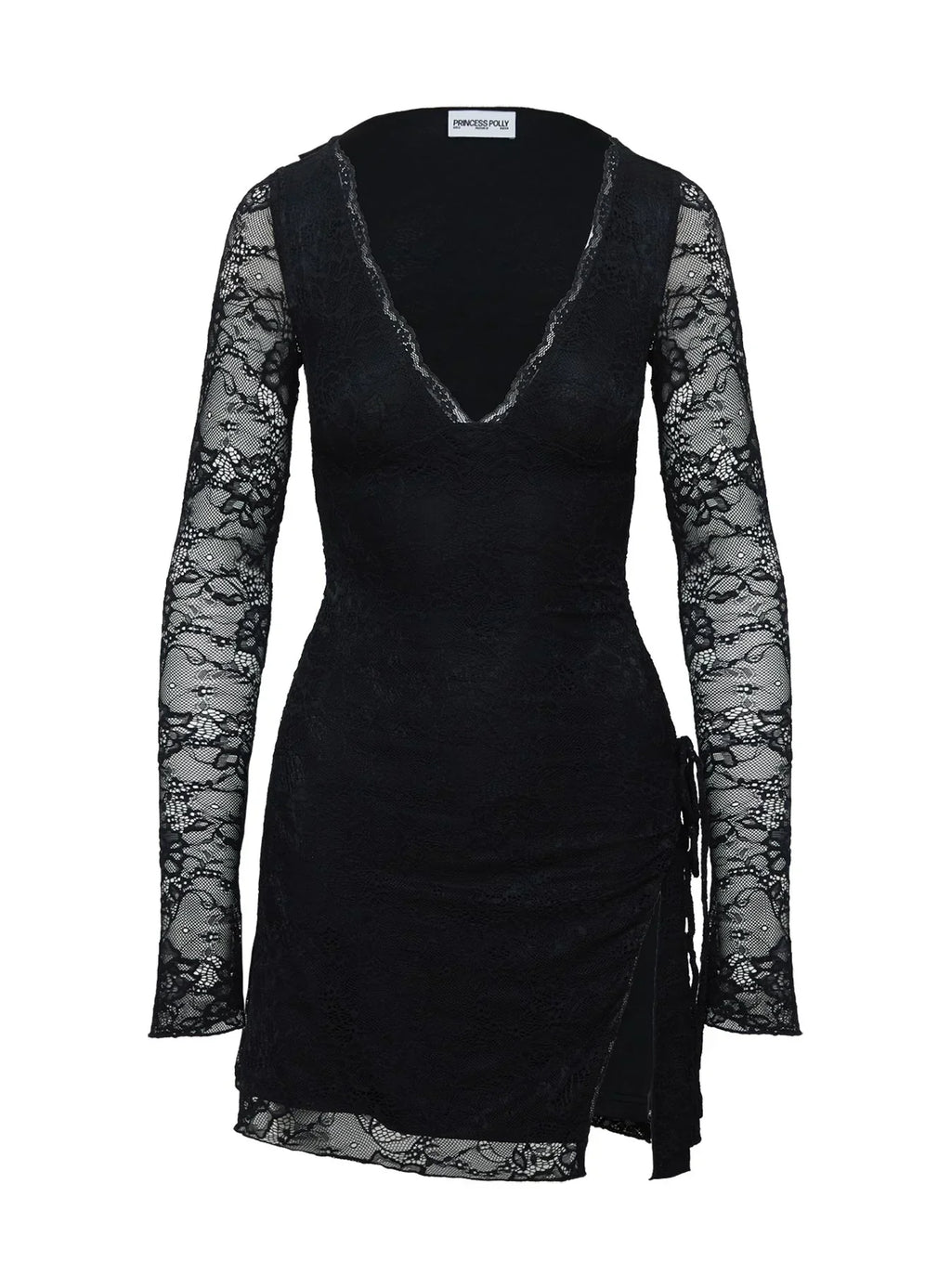 Airabella Long Sleeve Lace Mini Dress Black
