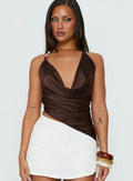 Rejuvenation Cowl Asymmetrical Backless Top Chocolate