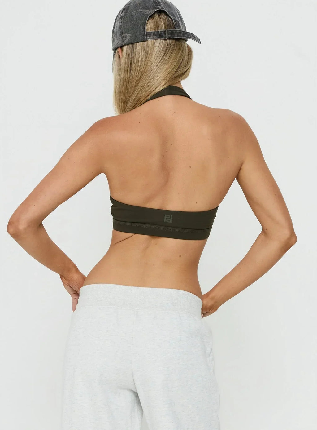 Lock In Active Halter Crop Top Olive