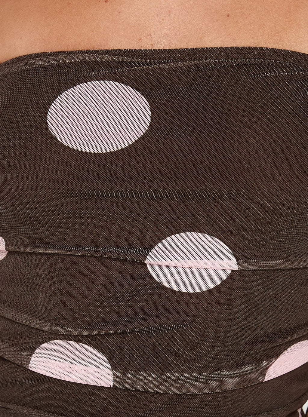Act Natural Strapless Top Brown / Pink Polka